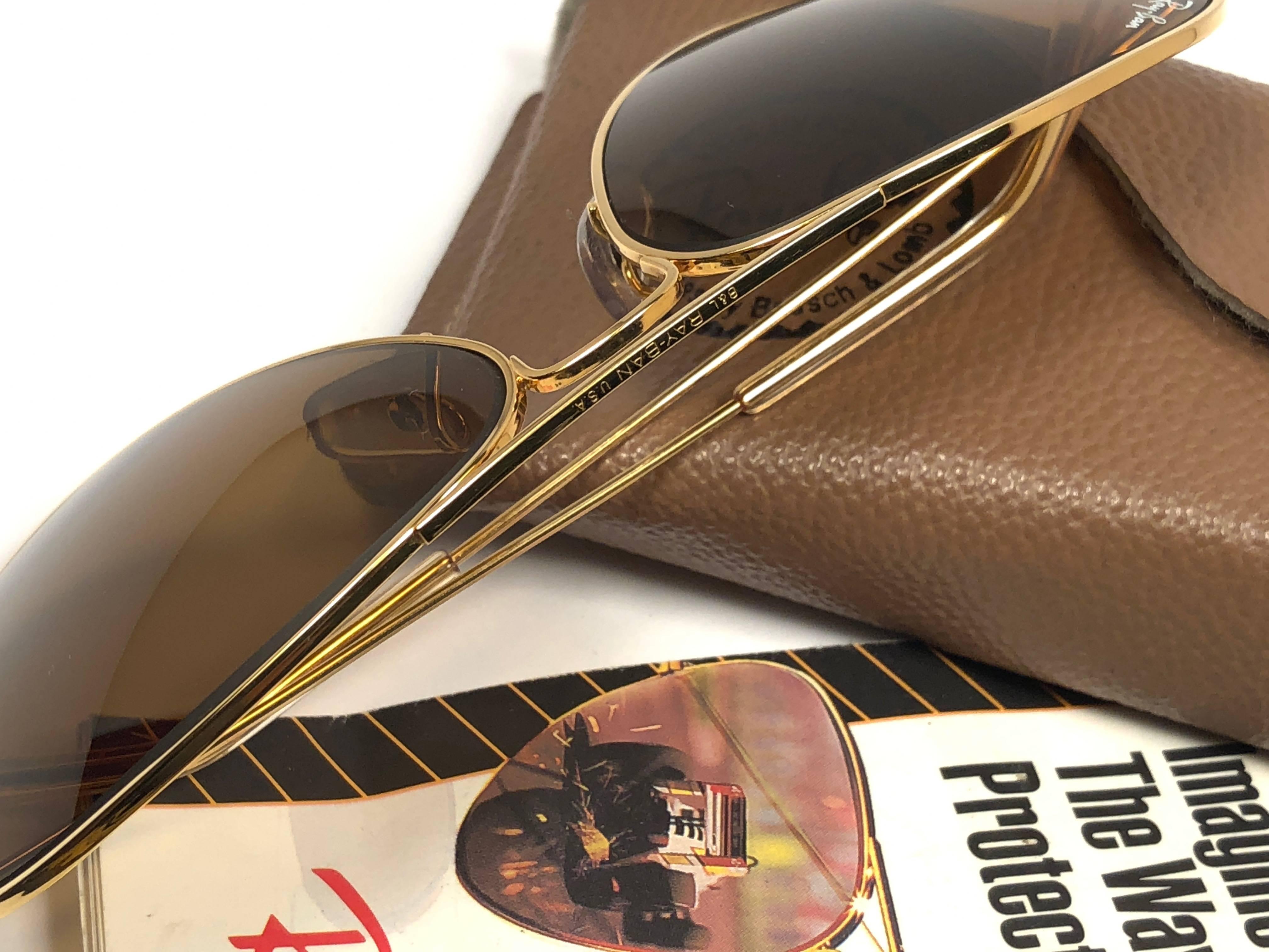 New Vintage Ray Ban Aviator 58MM B15 Brown Lenses B&L Sunglasses 1