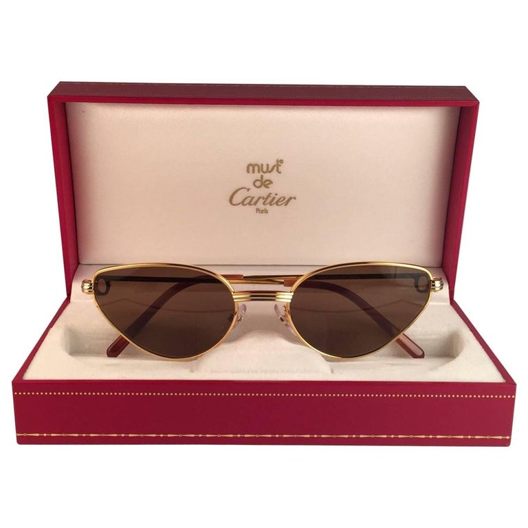 Cartier Rimless Sunglasses With Rose Pink Tinted Lenses at 1stdibs