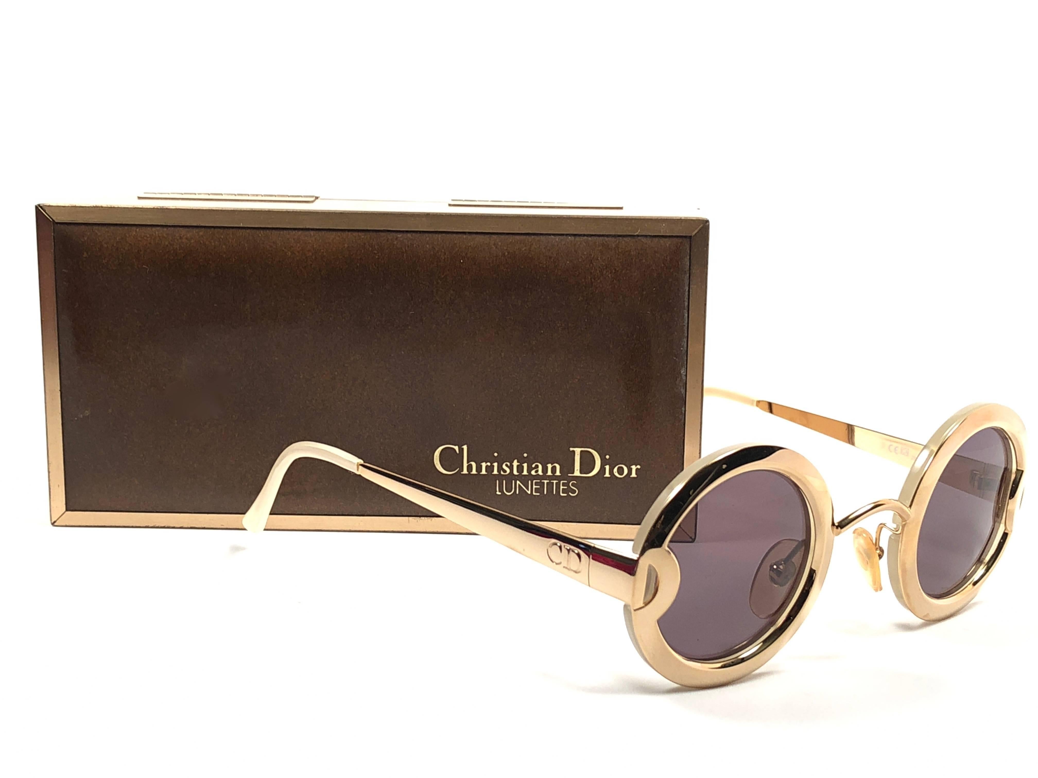 Women's or Men's Christian Dior Limited Edition 2918 40 Round Gold Sunglasses, 1980s   