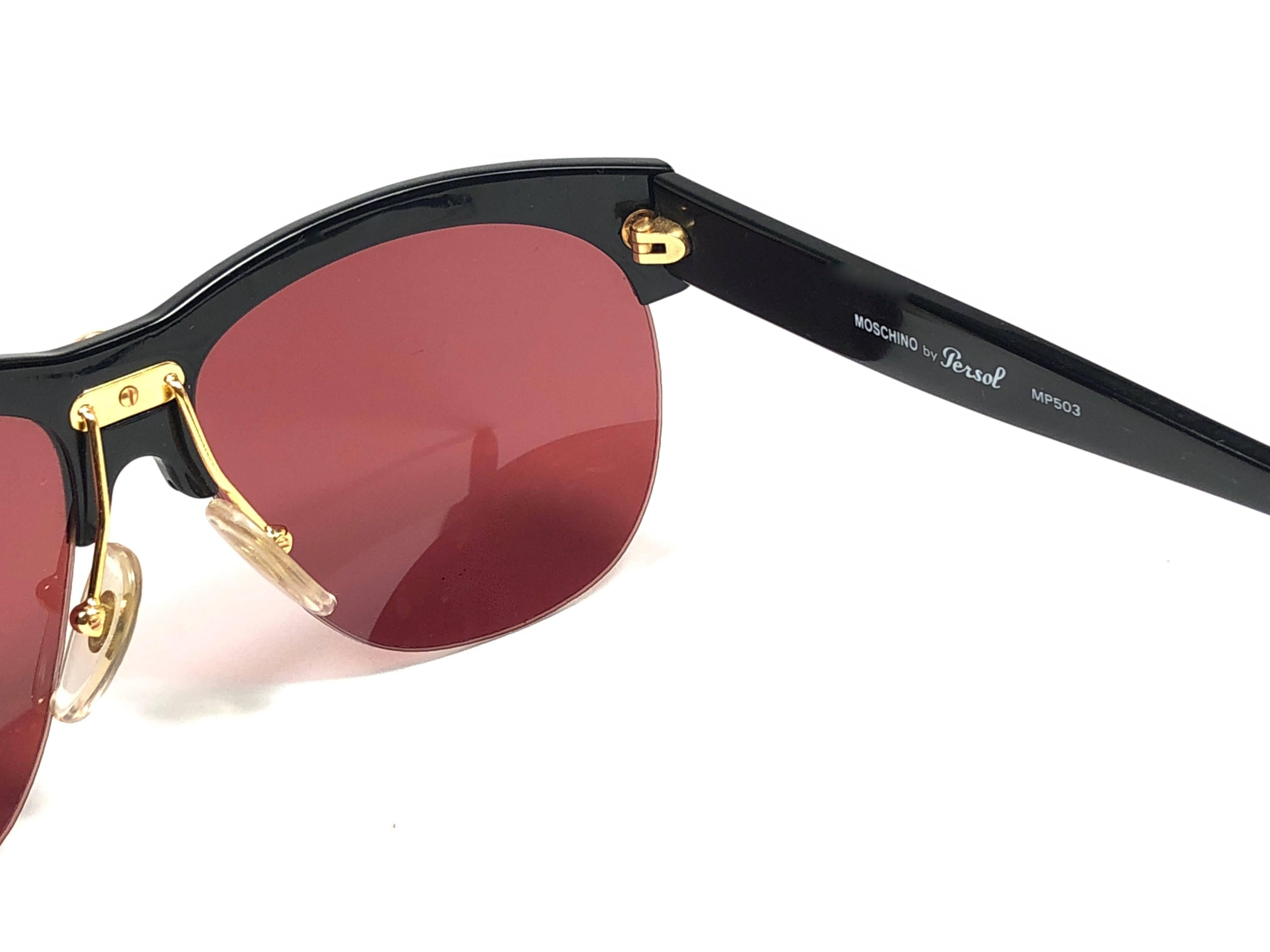 Moschino By Persol Vintage Black Peace Sunglasses, 1990  In New Condition In Baleares, Baleares