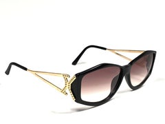 Vintage Paloma Picasso Schwarz-goldene Vintage-Sonnenbrille, hergestellt in Deutschland 1980er Jahre