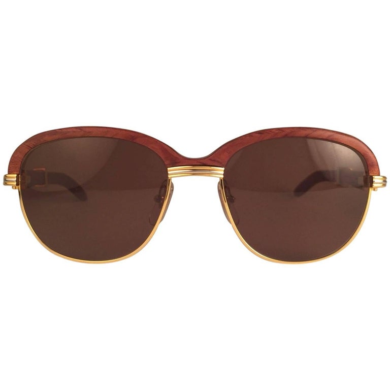 Cartier Malmaison Precious Wood Palisander and Gold 56mm Sunglasses at 1stDibs | cartier glasses woods, cartier malmaison palisander rosewood, cartier red wood glasses