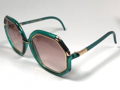 Ted Lapidus Paris Vintage Jade Green and Gold Sunglasses, 1970