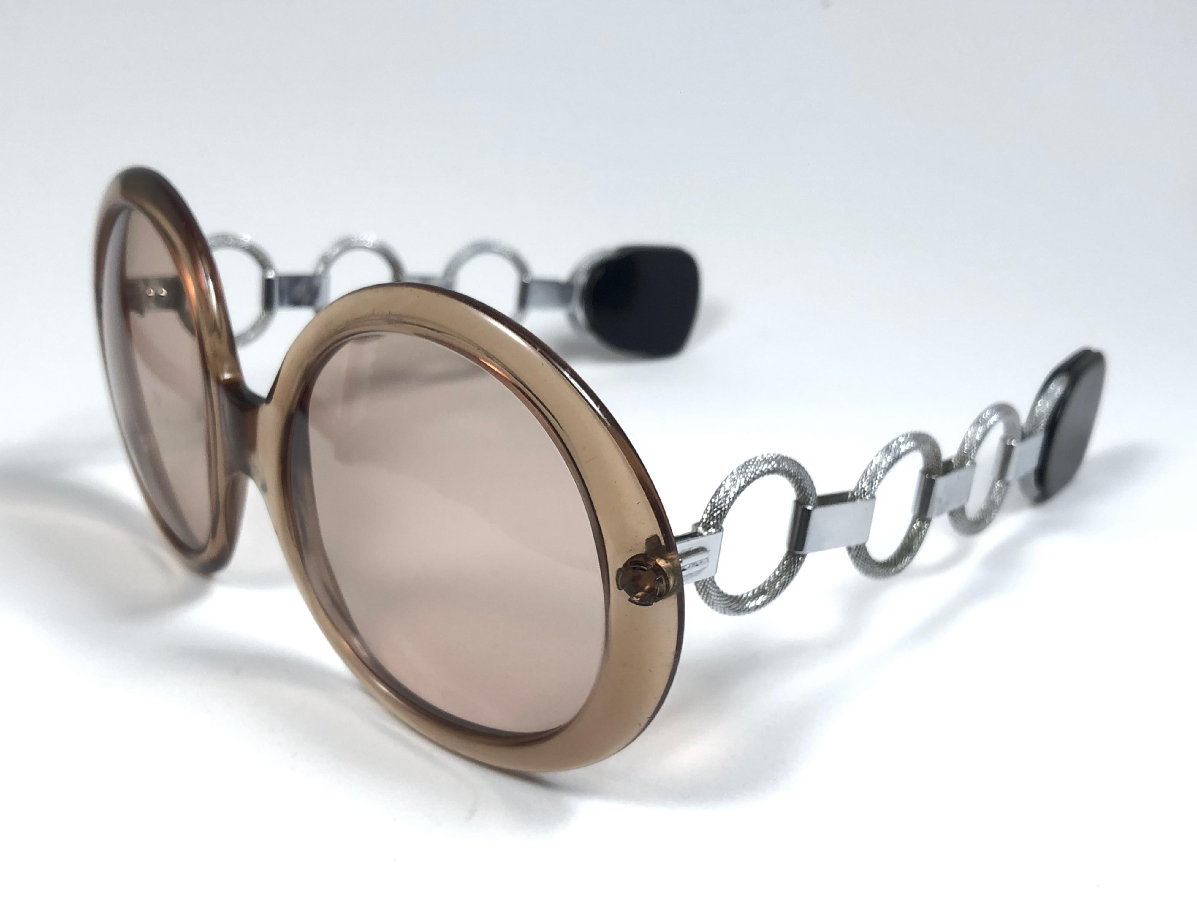 Brown Serge Kirchhofer Vintage Rings Mod 461 Oversized Sunglasses Austria For Sale
