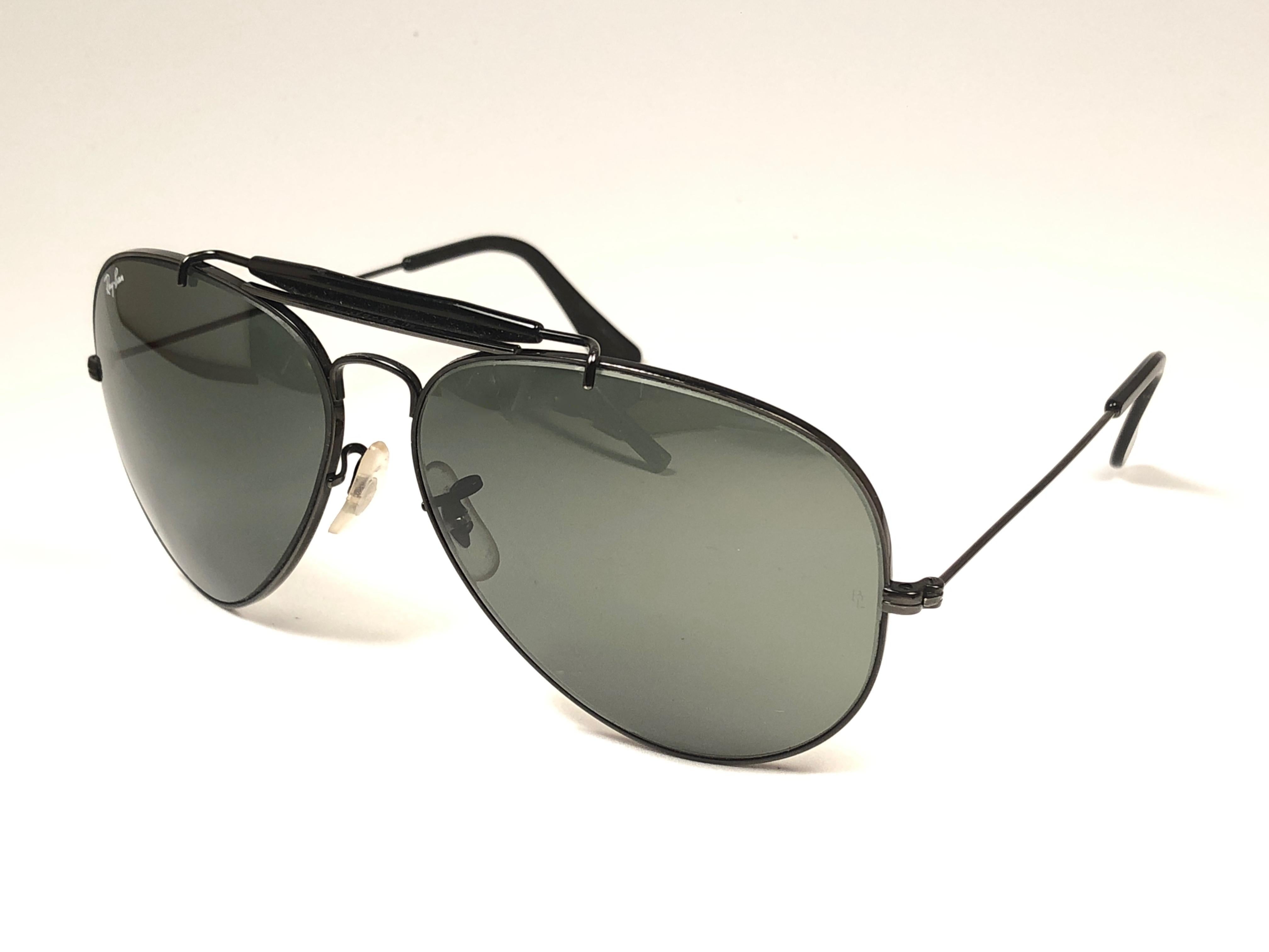 Mint Ray Ban Vintage Outdoorsman Black G15 Lenses 62Mm B / L Sunglasses, 1970s In New Condition In Baleares, Baleares