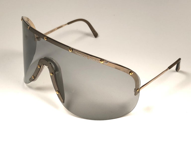 Porsche Design 5620 Gold and Grey Vintage Shield Yoko Ono Sunglasses, 1980s  at 1stDibs | porsche 5620