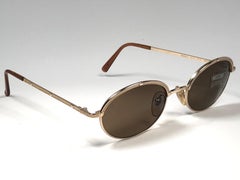 Mint Vintage Moschino Small Oval Gold 1990 Sunglasses Made in Italy