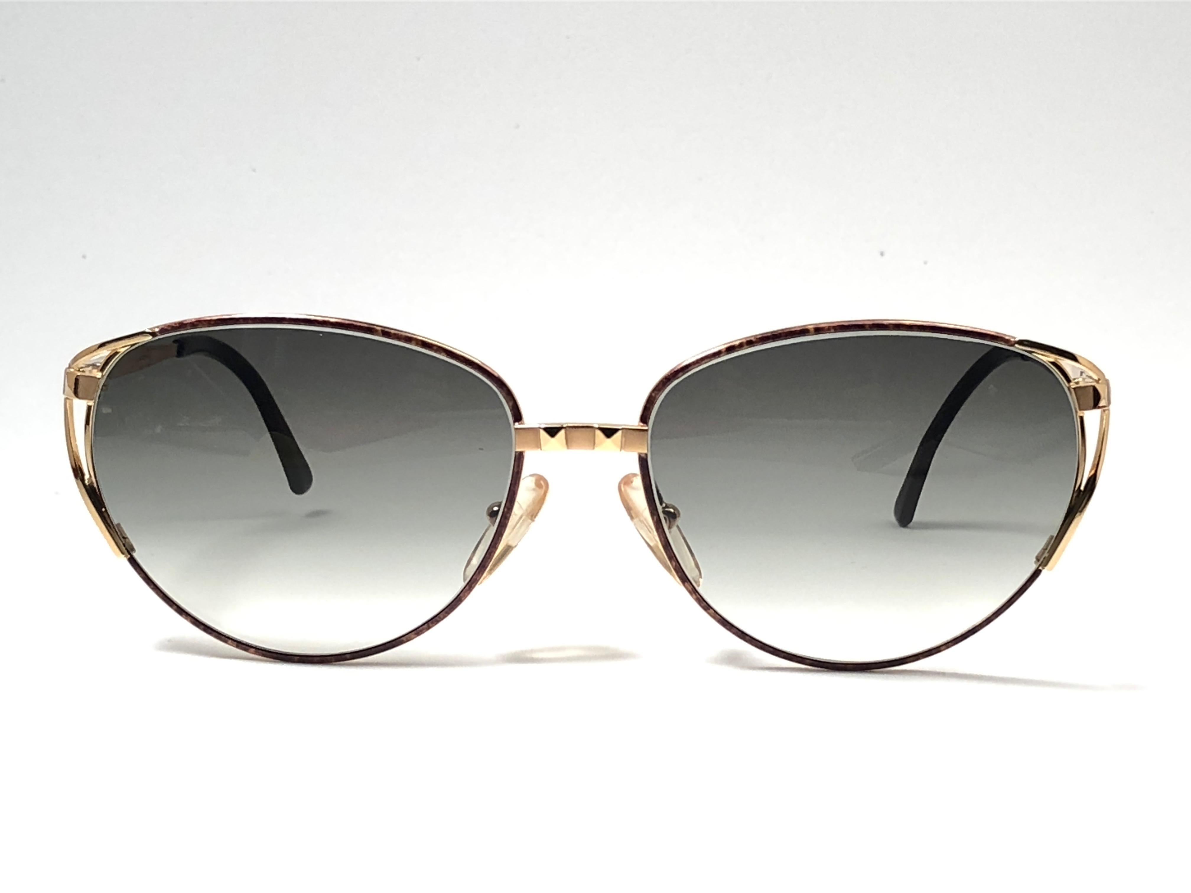 Women's Vintage Paloma Picasso Triangle Details Gold Sunglasses Made in Germany 1980's