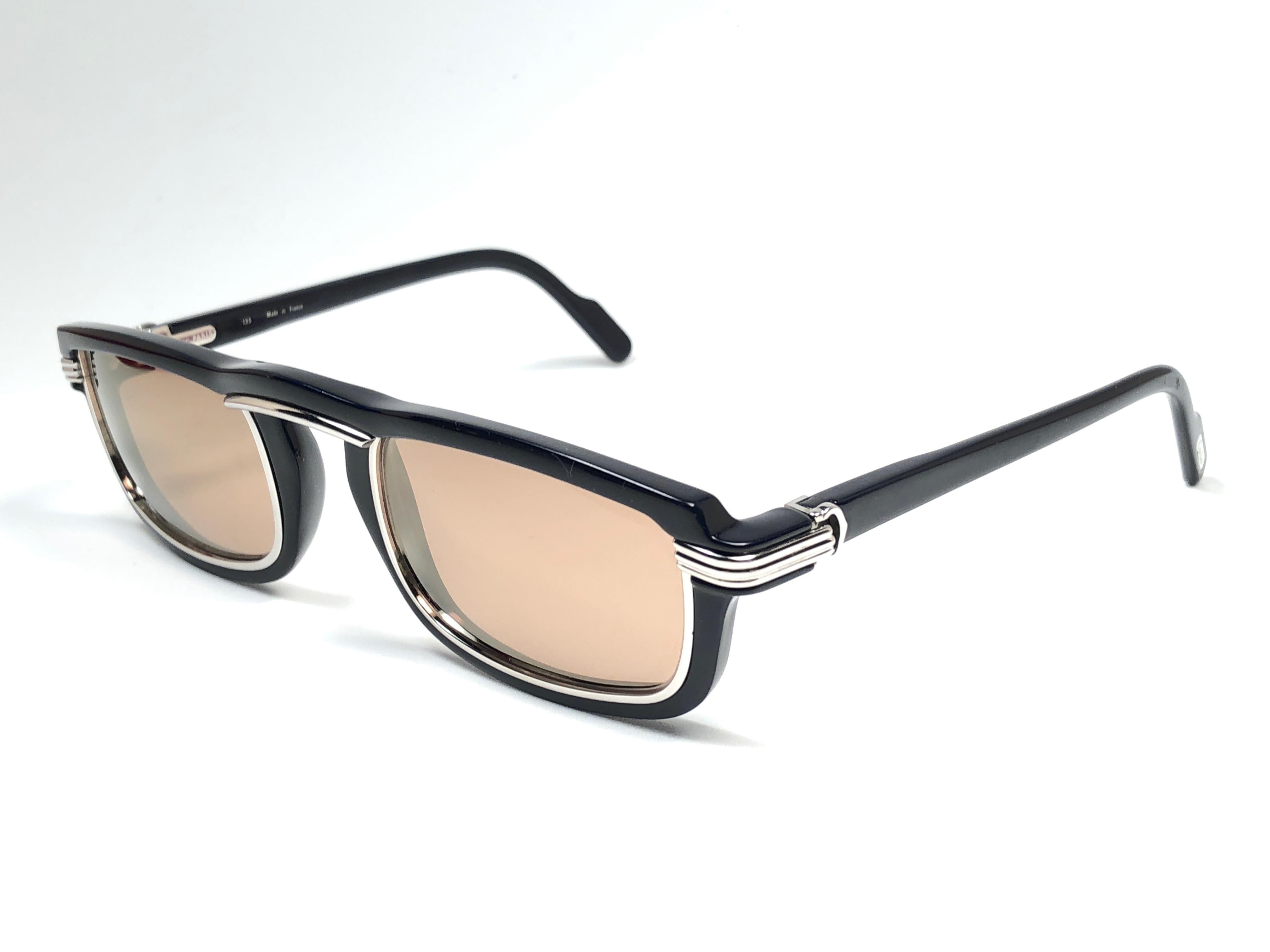 Lunettes de soleil Cartier Vintage Vertigo Deep Blue and Platinum 54MM, France 1991 2