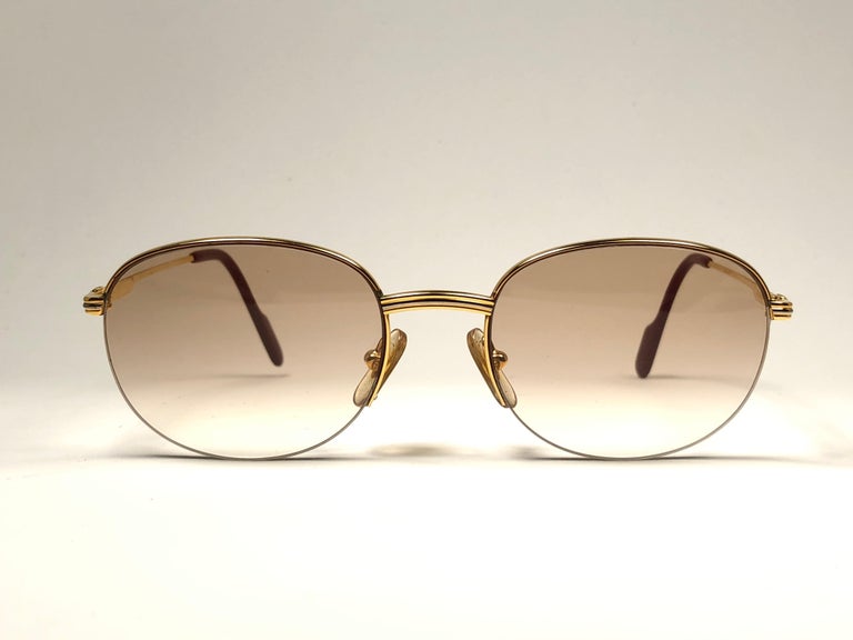 New Cartier Colisee Half Frame 49mm Sunglasses 18k Gold Sunglasses ...