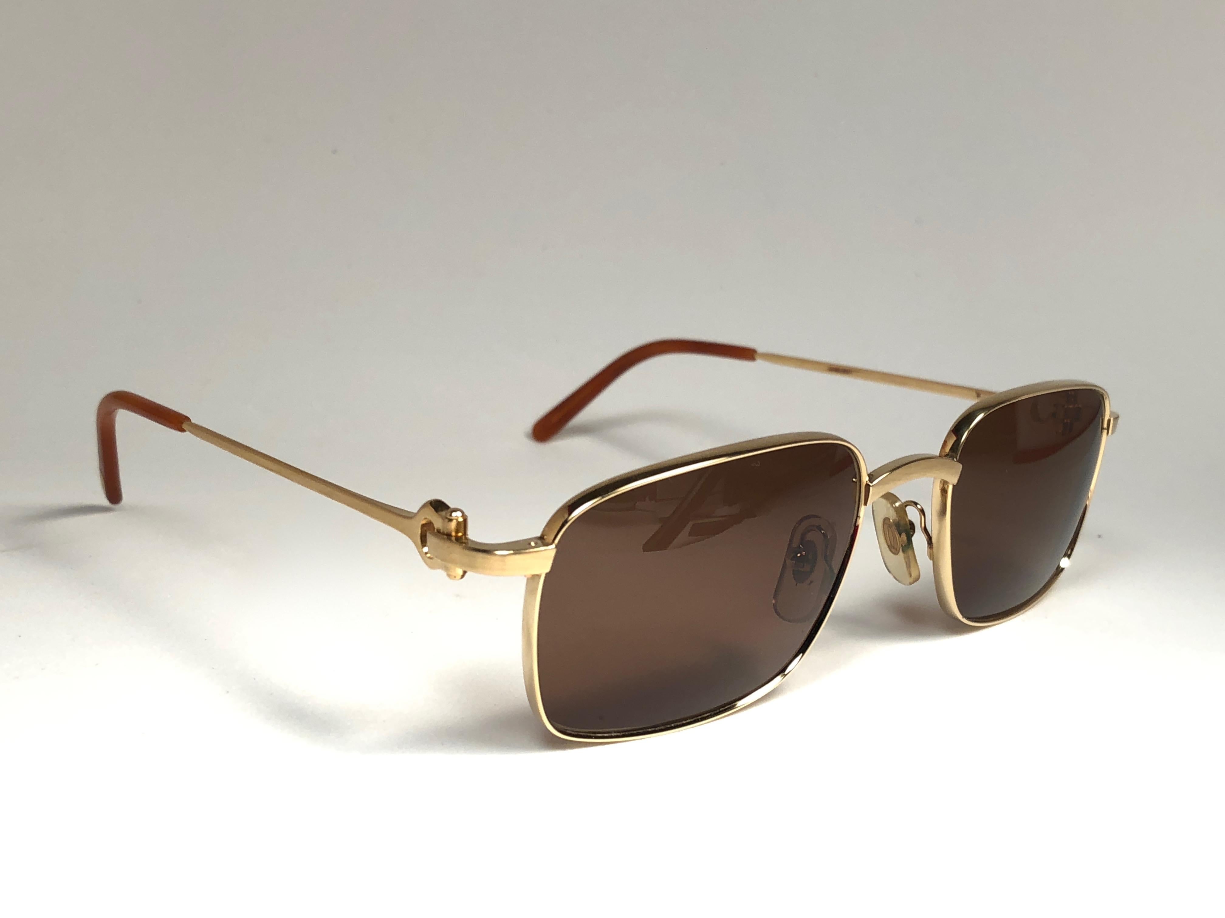 New Cartier Temper 54mm Brushed 18k Gold Sunglasses France In New Condition In Baleares, Baleares