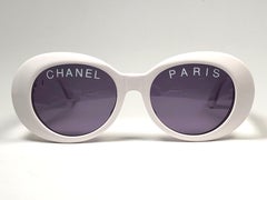 New Vintage Chanel 01947 Spring / Summer 1993 White Sunglasses Made In Italy