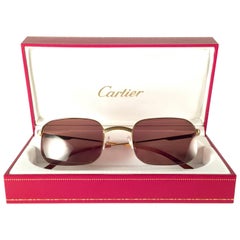 Cartier Vintage Broadway Gold Plated 49 22 Half Frame France Sunglasses, 1990