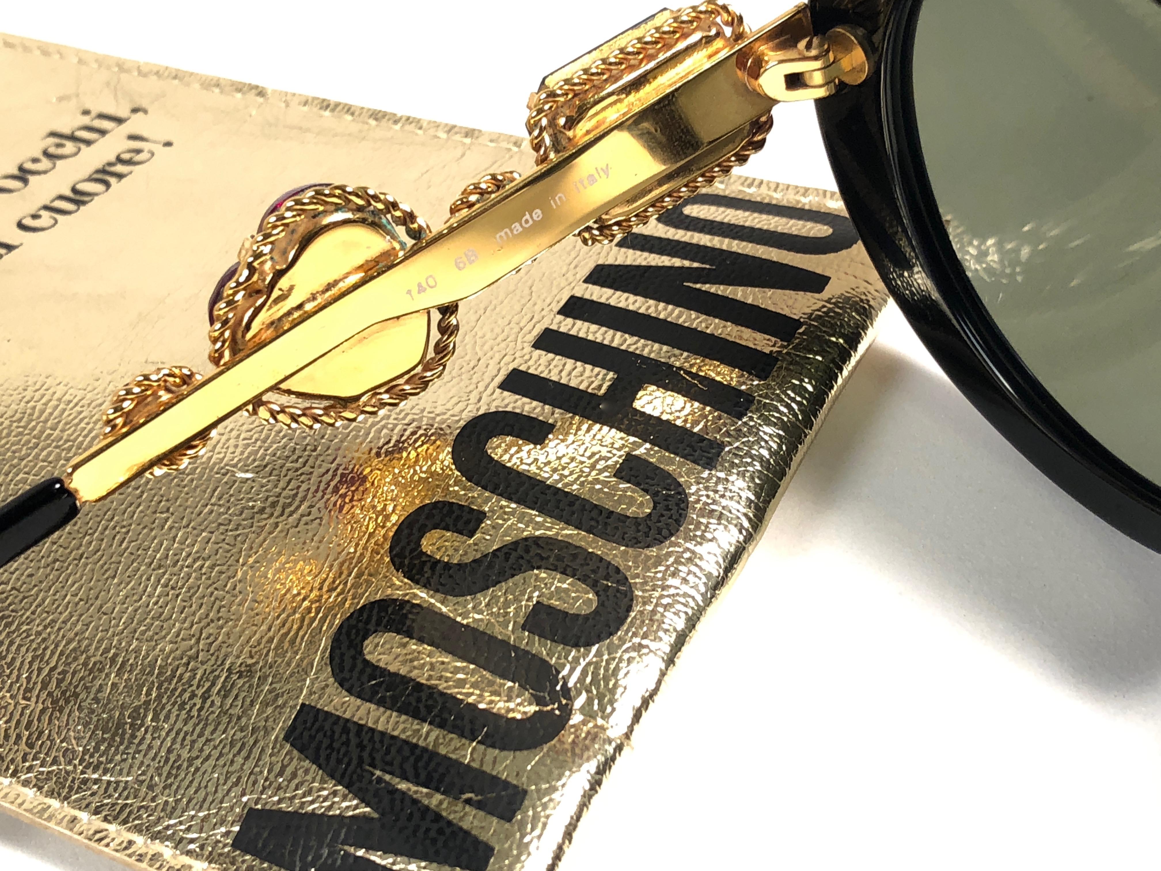 Brown Moschino By Persol M253 Vintage Black Jewelled Lady Gaga Sunglasses, 1990  For Sale