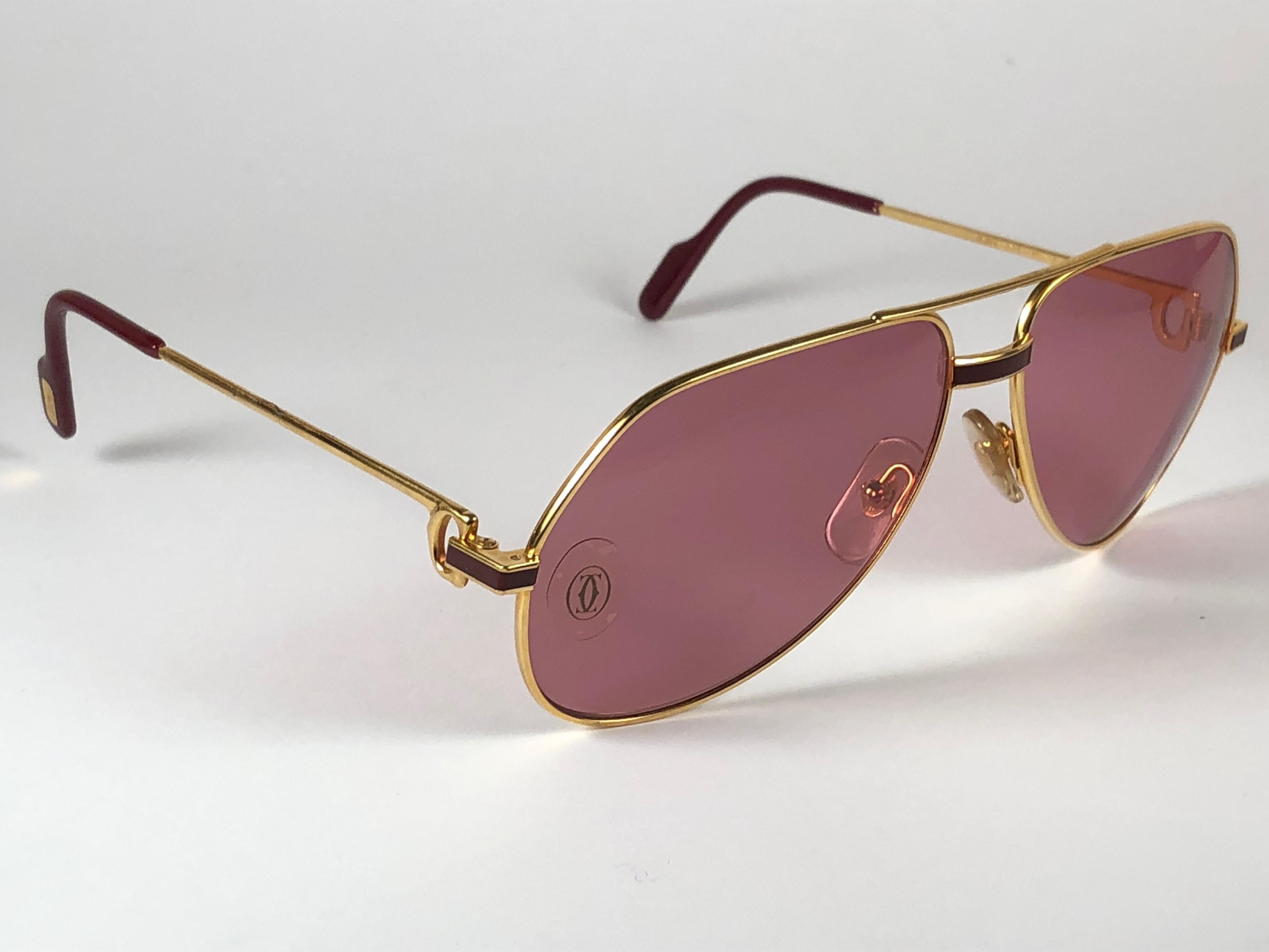Women's or Men's Cartier Laque de Chine Aviator Gold 59Mm Heavy Plated Sunglasses France