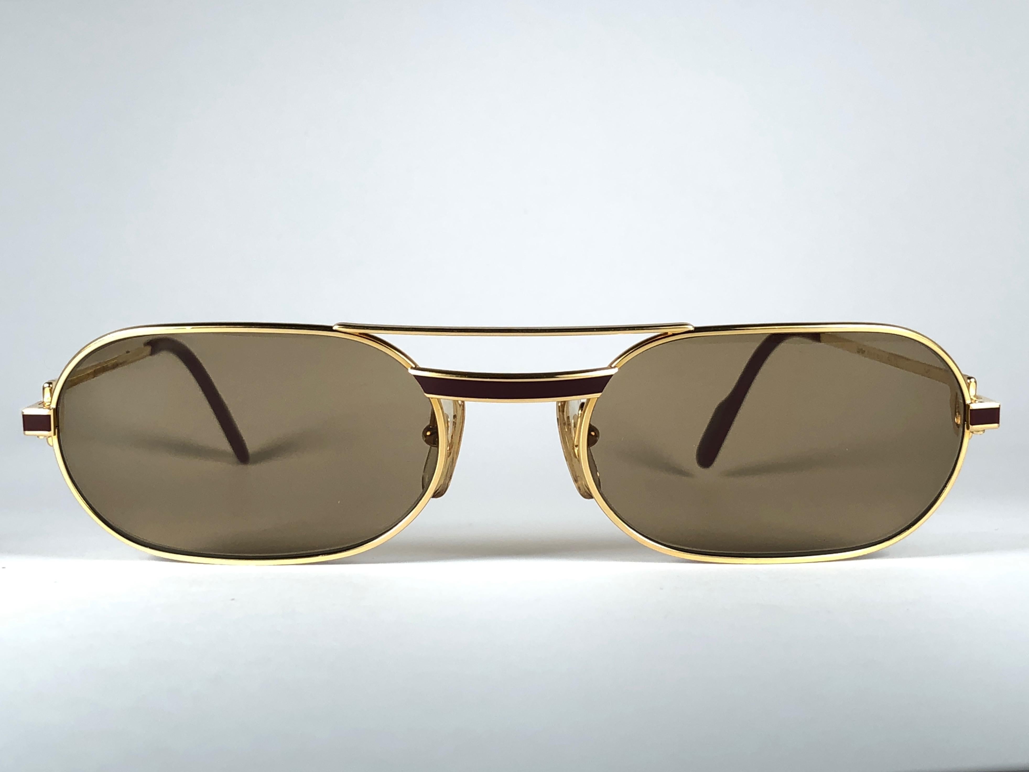 Gray Cartier Vintage Louis Laque De Chine Medium 57mm France Sunglasses 