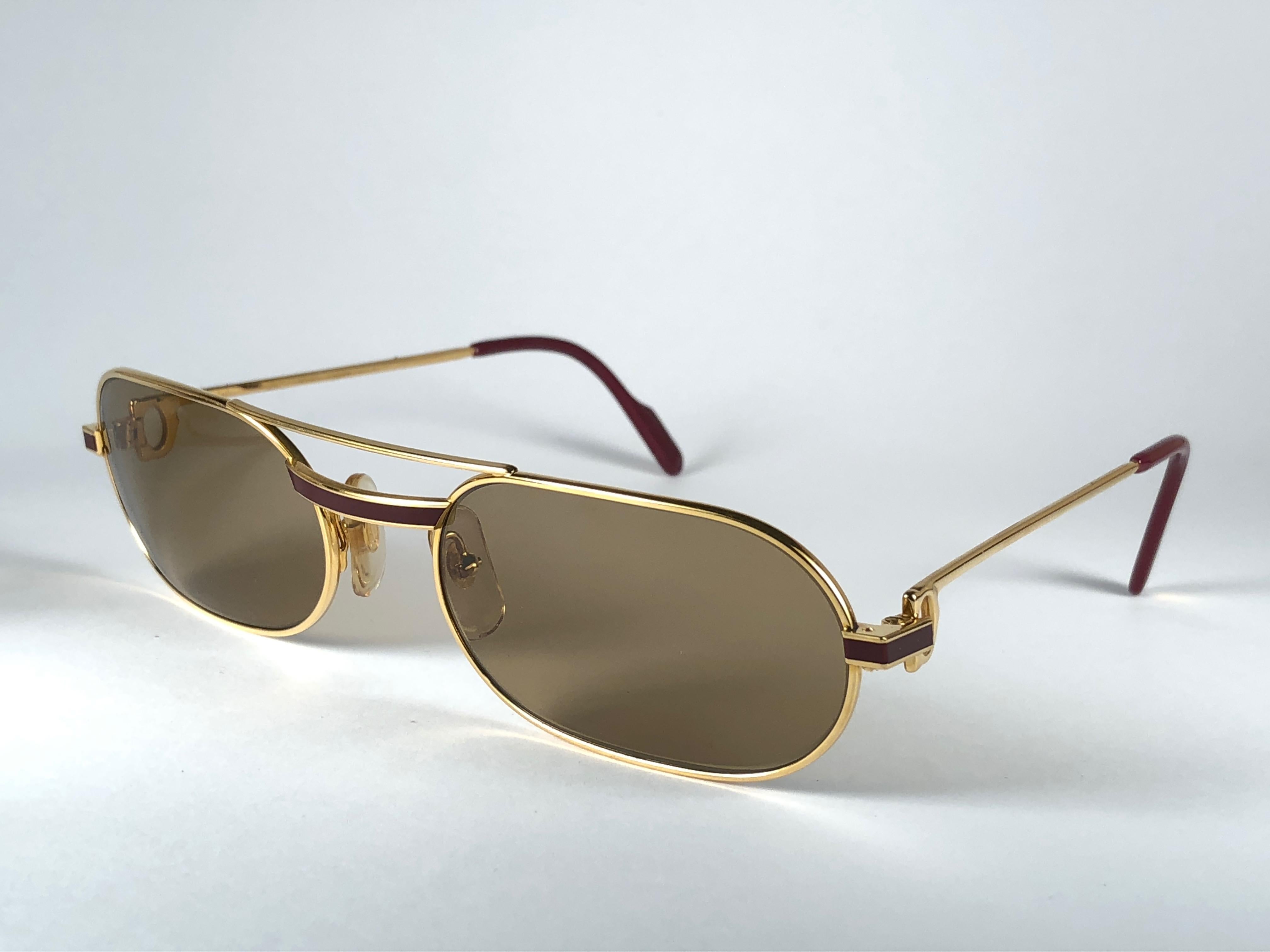 Women's or Men's Cartier Vintage Louis Laque De Chine Medium 57mm France Sunglasses 
