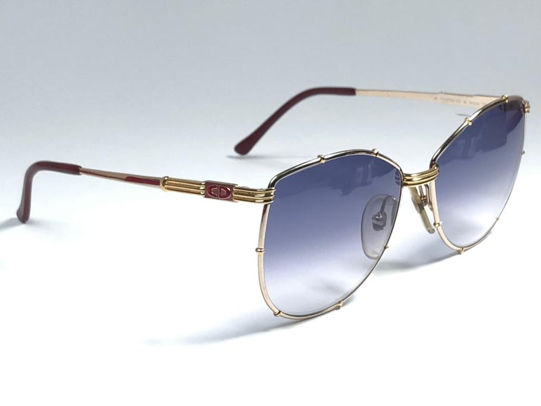 Gray New Vintage Christian Dior 2472 Silver & Gold Accents 1980's Sunglasses For Sale