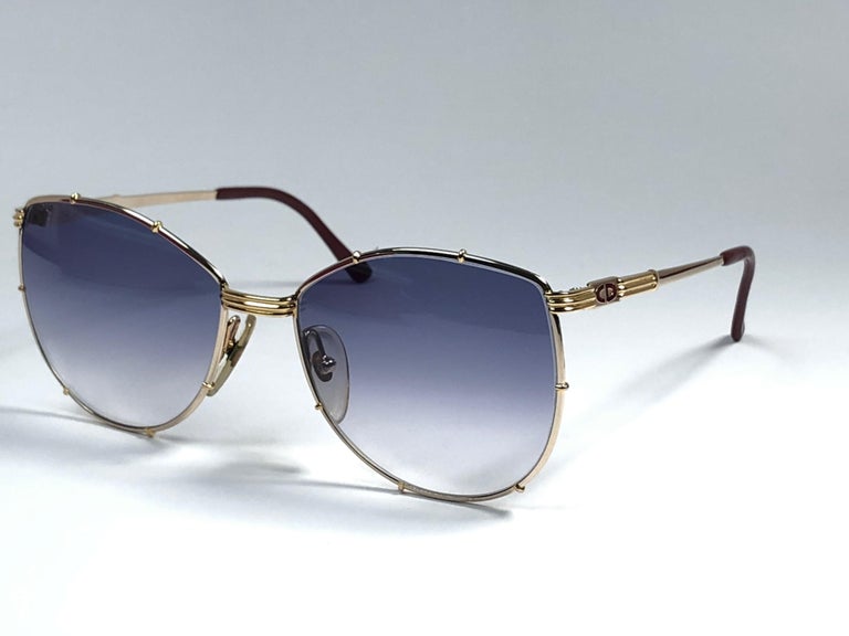 New Vintage Christian Dior 2472 Silver & Gold Accents 1980's Sunglasses In New Condition For Sale In Amsterdam, Noord Holland