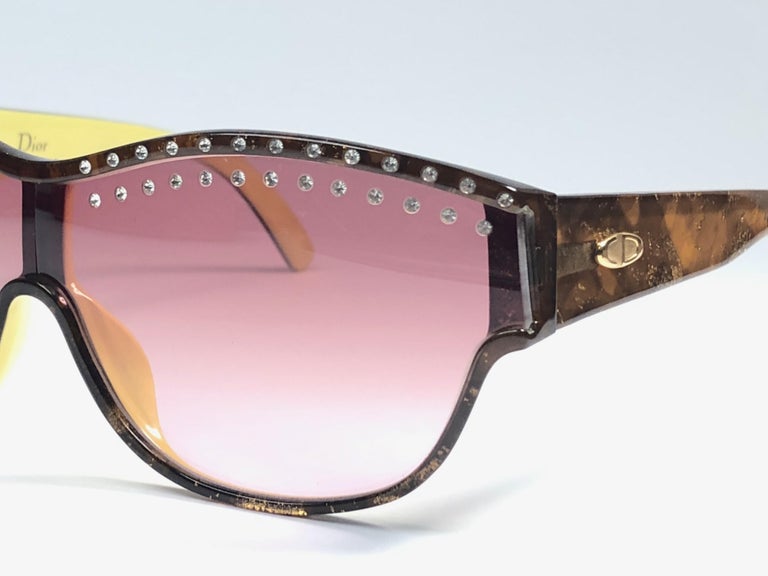 New Vintage Christian Dior 2438 Rhinestones Accents 1980's Sunglasses