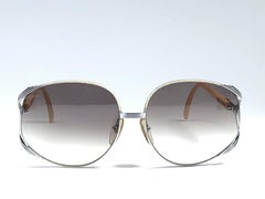 New Vintage Christian Dior 2250 Oversized Silver White & Beige Sunglasses