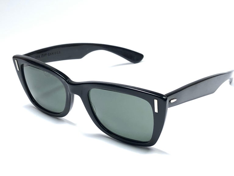 Women's or Men's Vintage Ray Ban Bob Dylan 1960's Mid Century Black G15 Lenses B&L USA Sunglasses For Sale