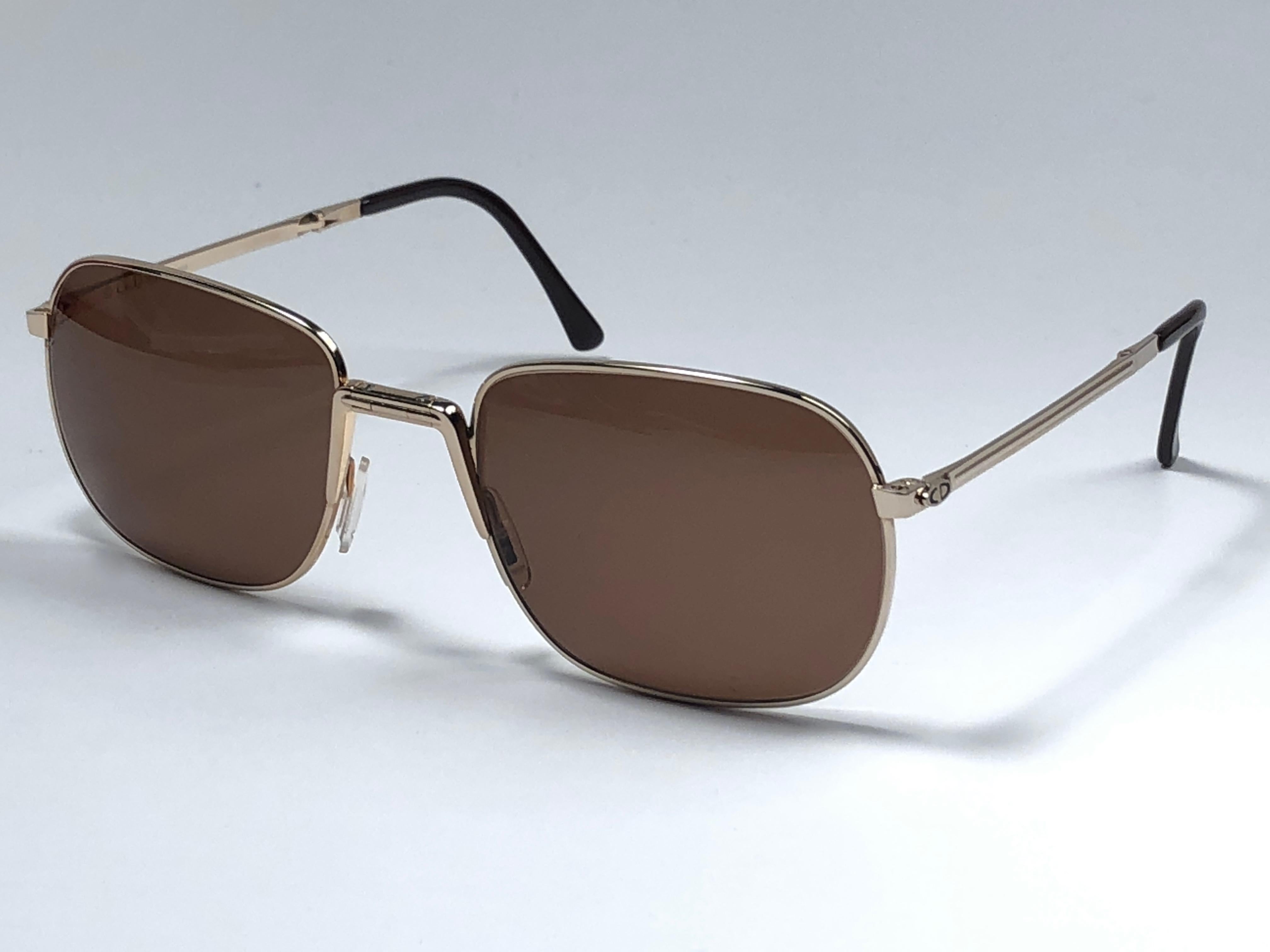 Men's New Vintage Christian Dior Monsieur 2288 Folding Brown Sunglasses 1970's Austria