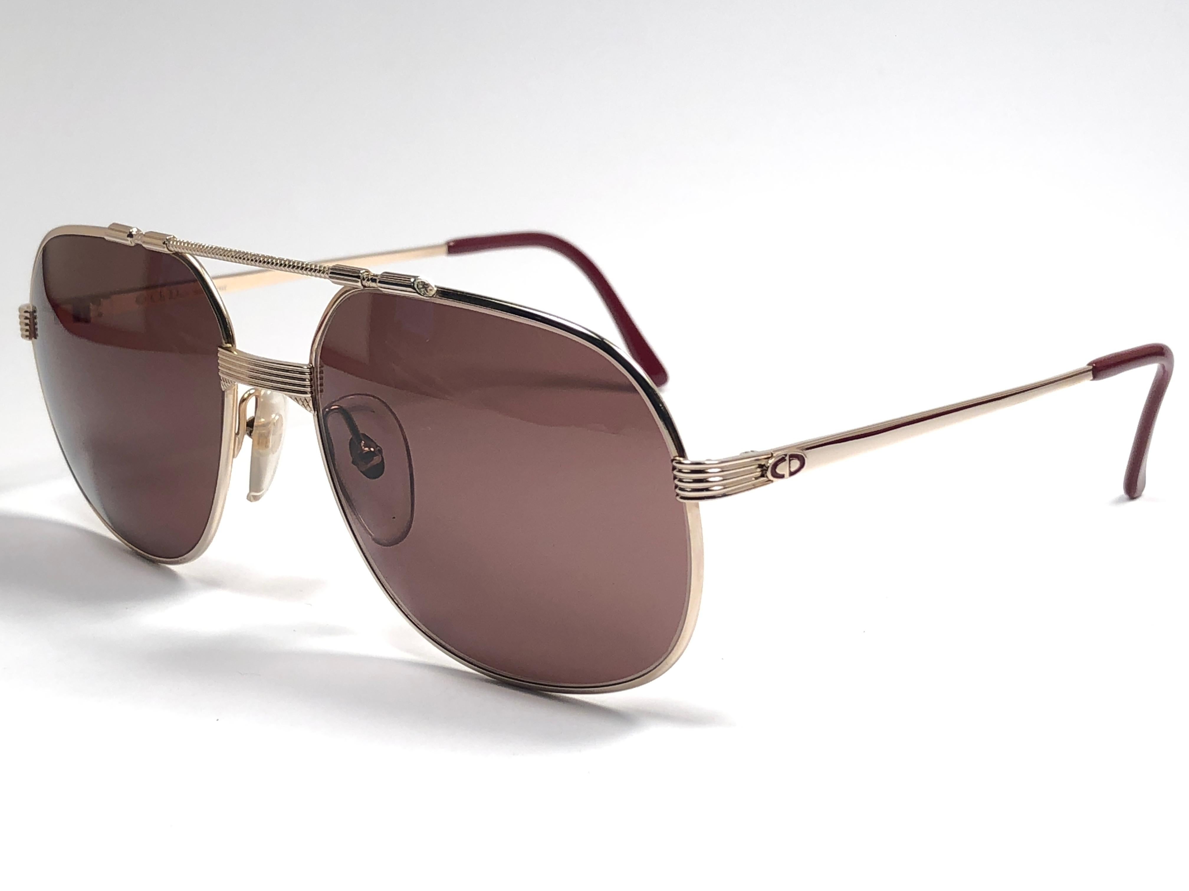 New Vintage Christian Dior Monsieur 2487 Silver Brown Sunglasses 1970's Austria In New Condition In Baleares, Baleares