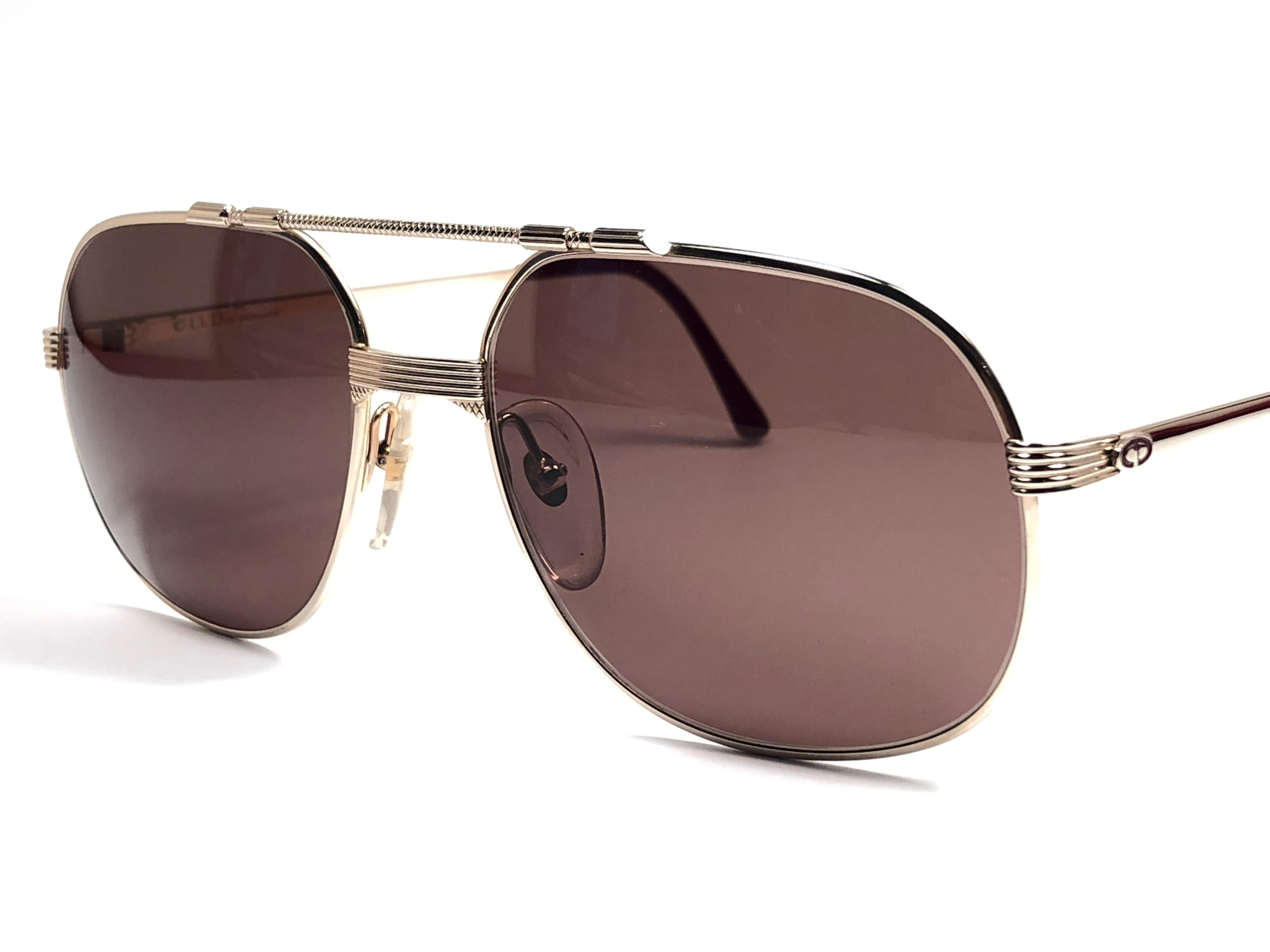 Men's New Vintage Christian Dior Monsieur 2487 Silver Brown Sunglasses 1970's Austria