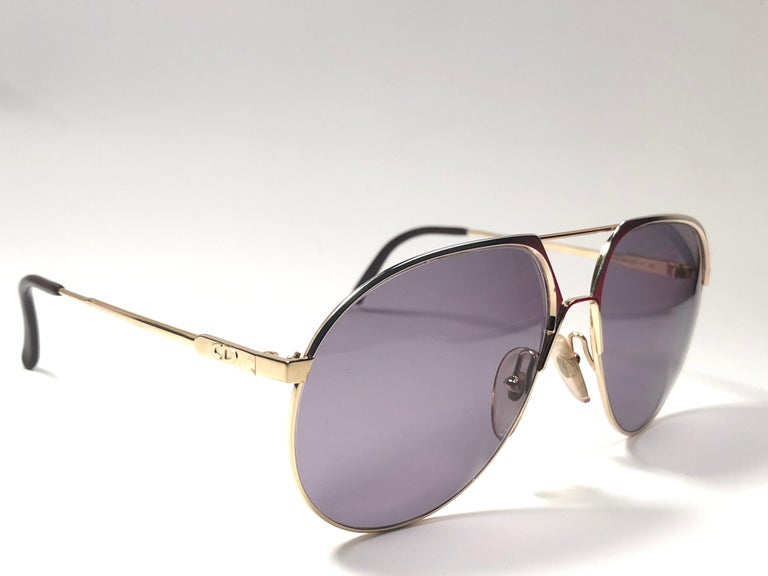 New Vintage Christian Dior Monsieur 2332 Gold Grey Sunglasses 1970's ...