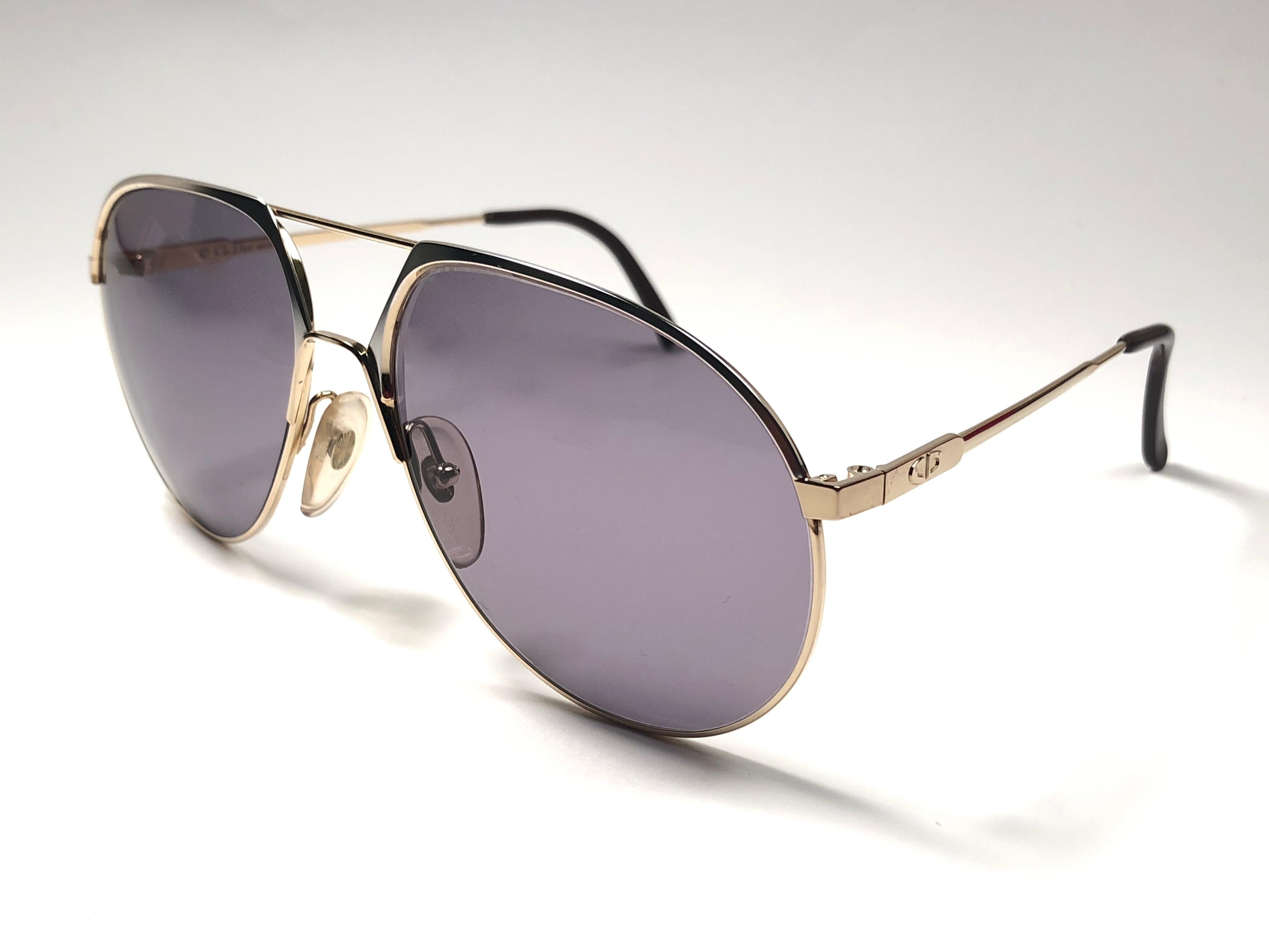 New Vintage Christian Dior Monsieur 2332 Gold Grey Sunglasses 1970's Austria In New Condition In Baleares, Baleares