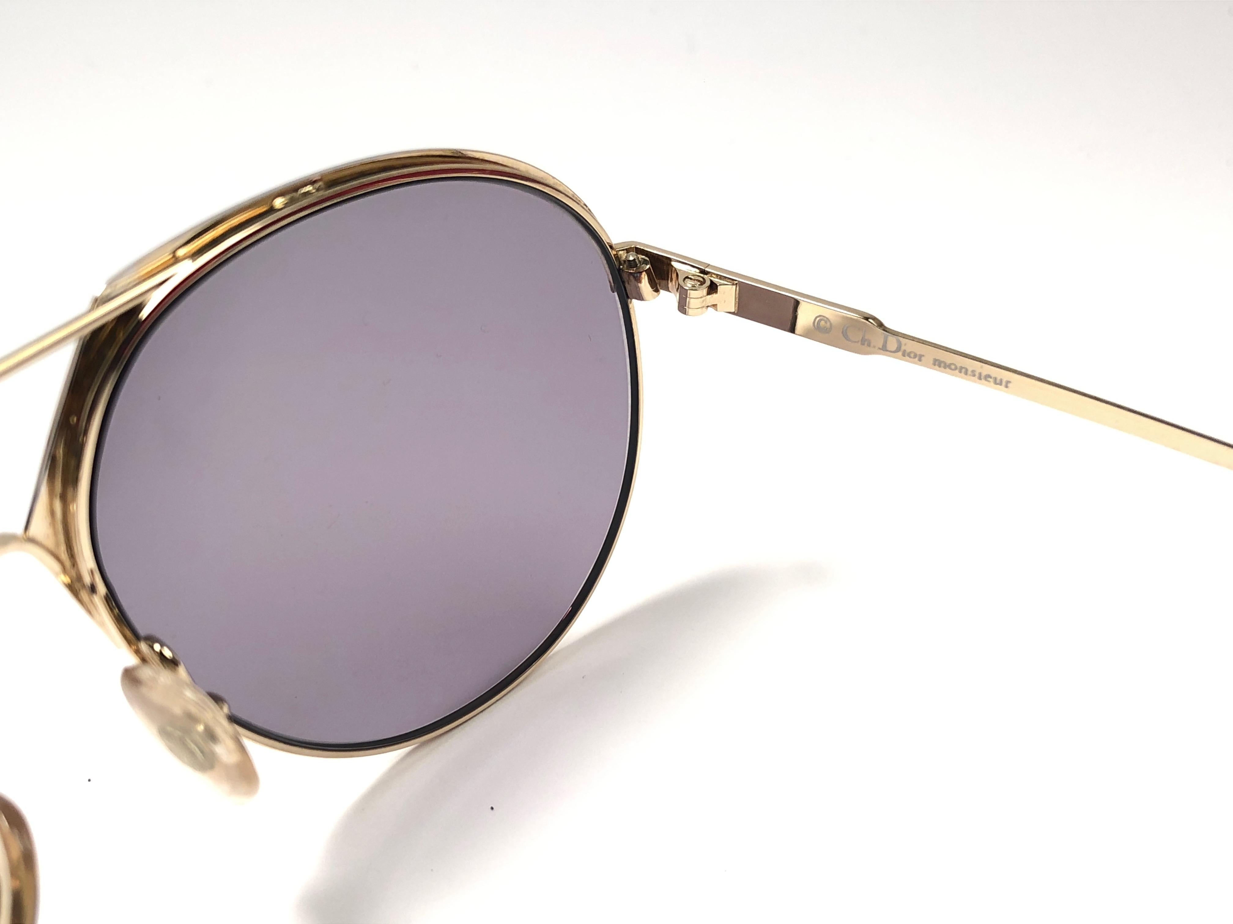 Men's New Vintage Christian Dior Monsieur 2332 Gold Grey Sunglasses 1970's Austria