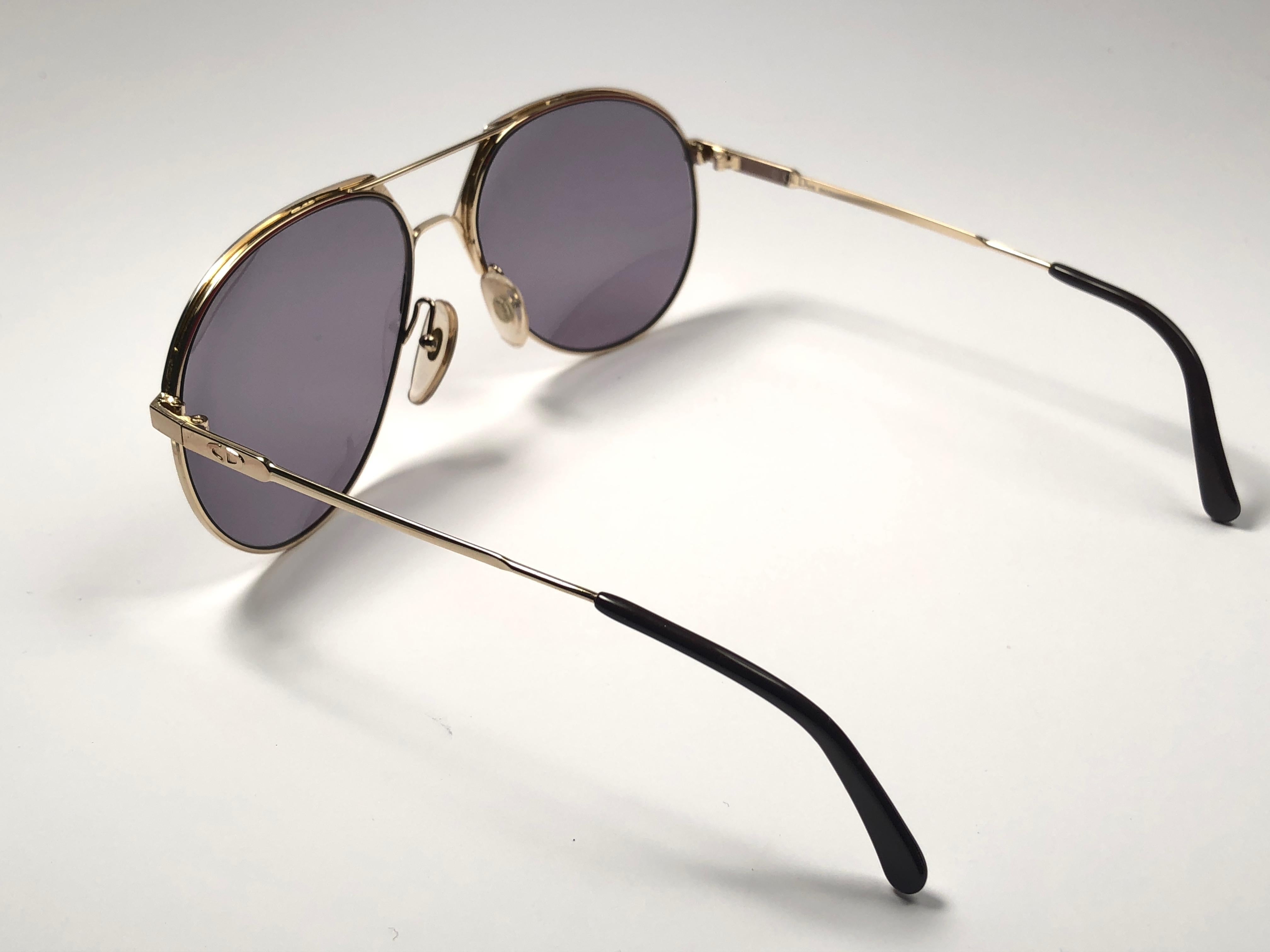 New Vintage Christian Dior Monsieur 2332 Gold Grey Sunglasses 1970's Austria 1