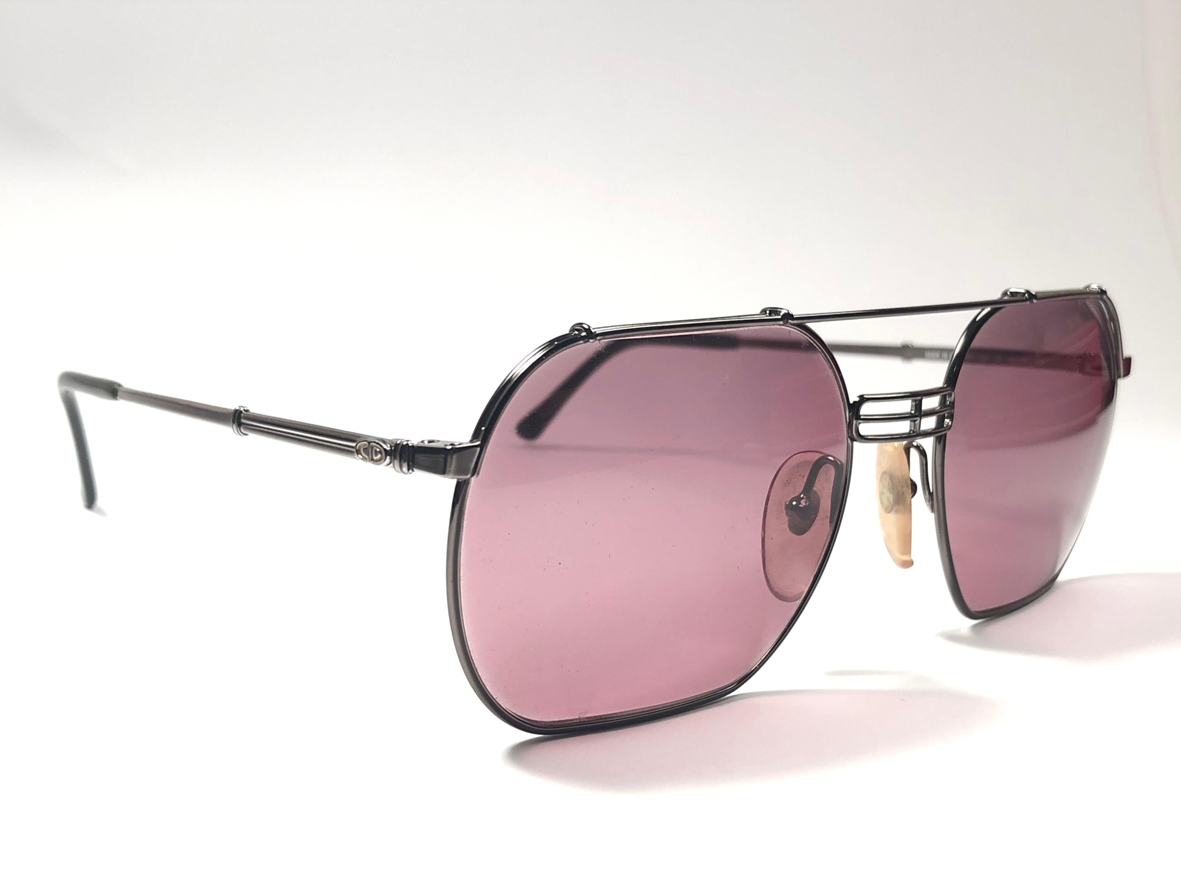 Black New Vintage Christian Dior Monsieur 2363 Gun Metal Sunglasses 1970's Austria