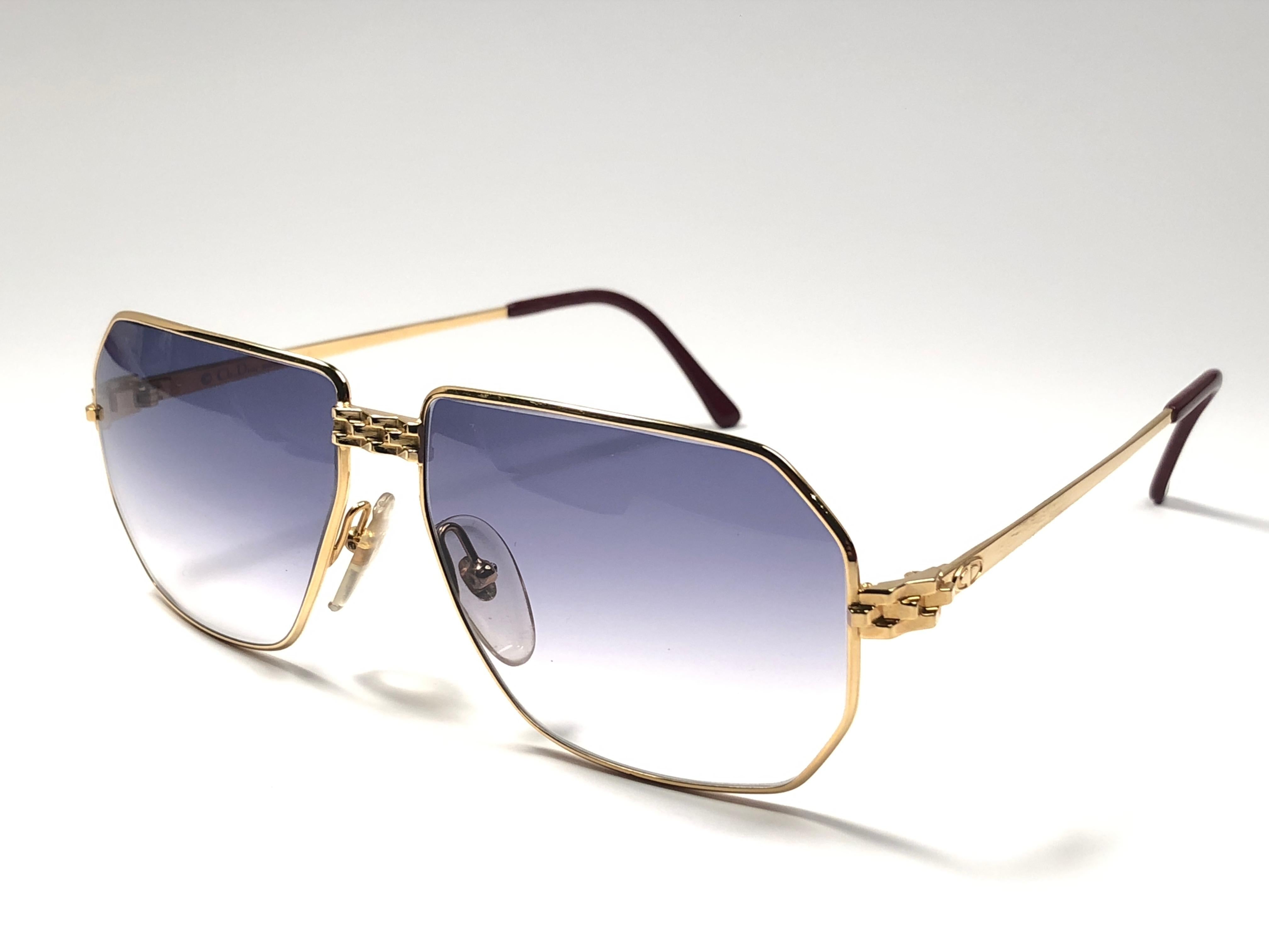 Black New Vintage Christian Dior Monsieur 2391 Gold Panthere Sunglasses 1970's Austria