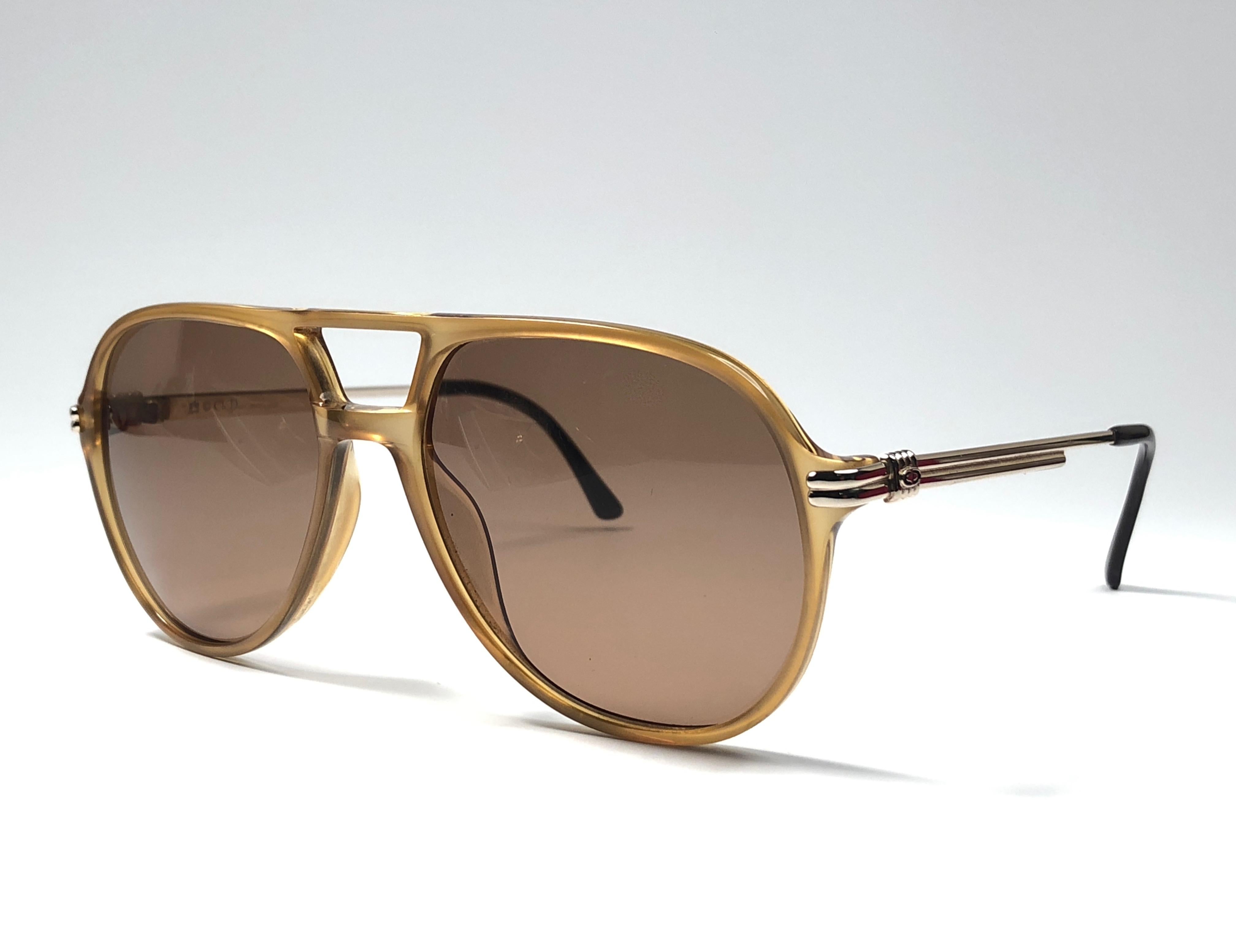 New Vintage Christian Dior Monsieur 2301 Amber Translucent Sunglasses 1970's  In New Condition In Baleares, Baleares