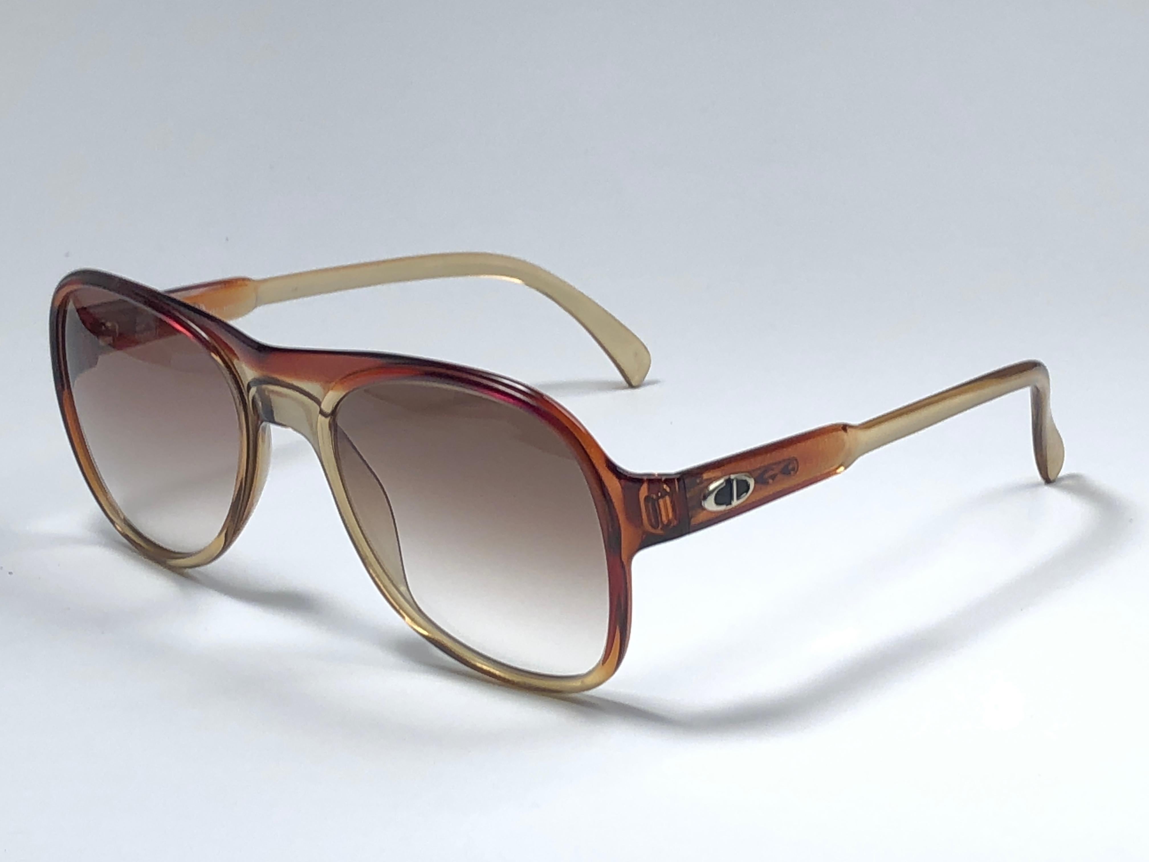 New Vintage Christian Dior Monsieur 2034 Amber Translucent Sunglasses 1970's  In New Condition In Baleares, Baleares