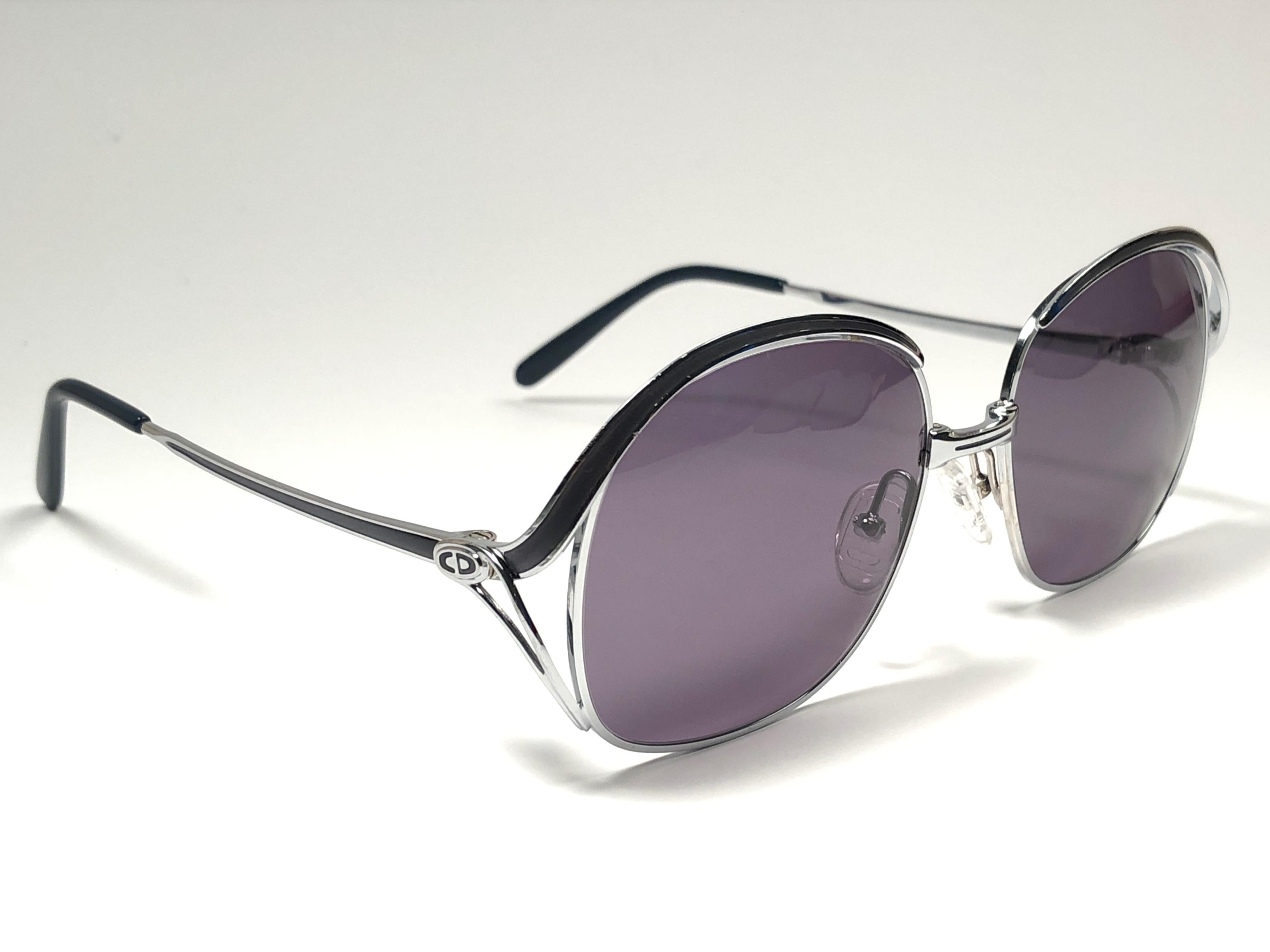 New Vintage Christian Dior 2145 Anthracite Silver Grey Sunglasses 1970's Austria In New Condition For Sale In Baleares, Baleares