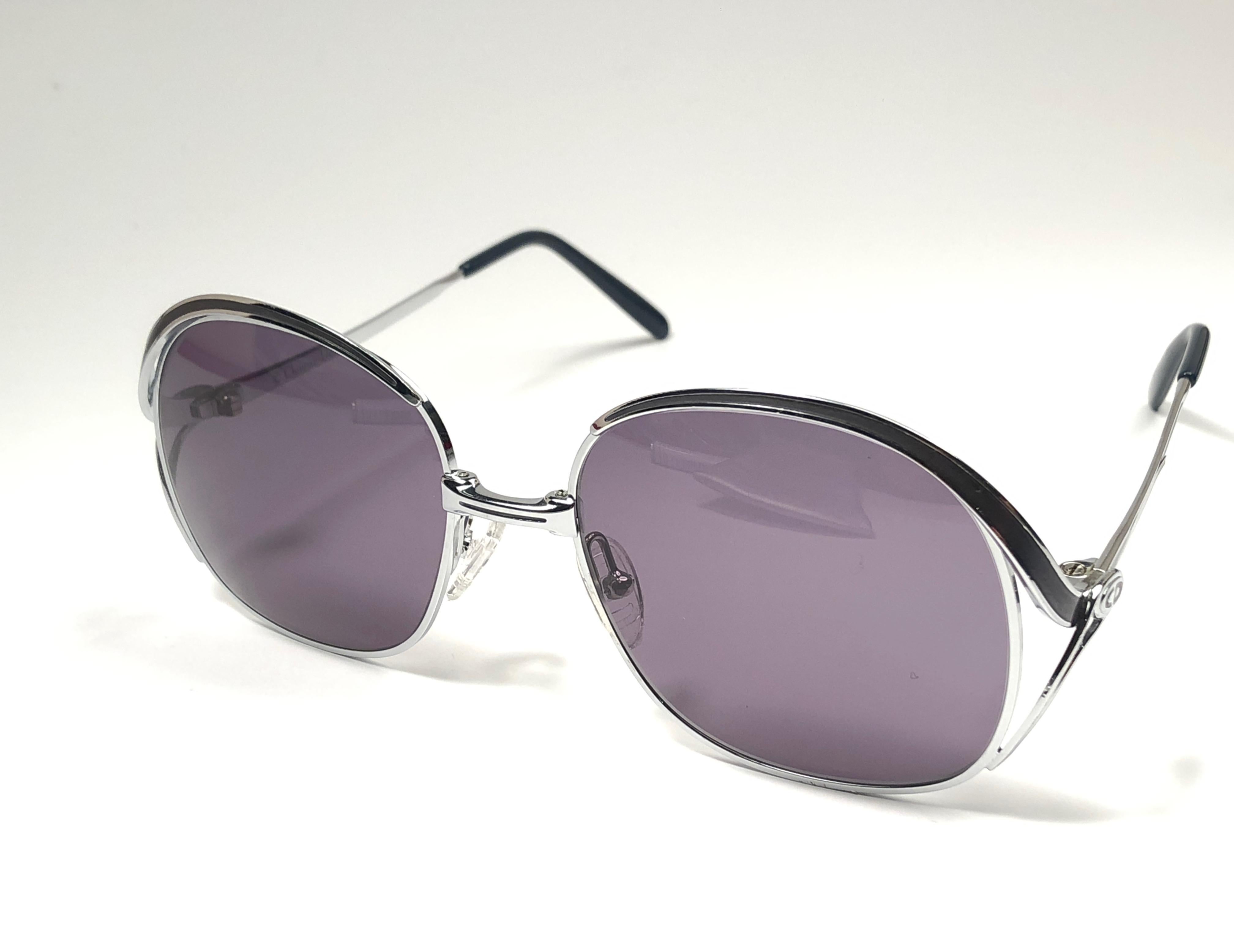 Men's New Vintage Christian Dior 2145 Anthracite Silver Grey Sunglasses 1970's Austria For Sale