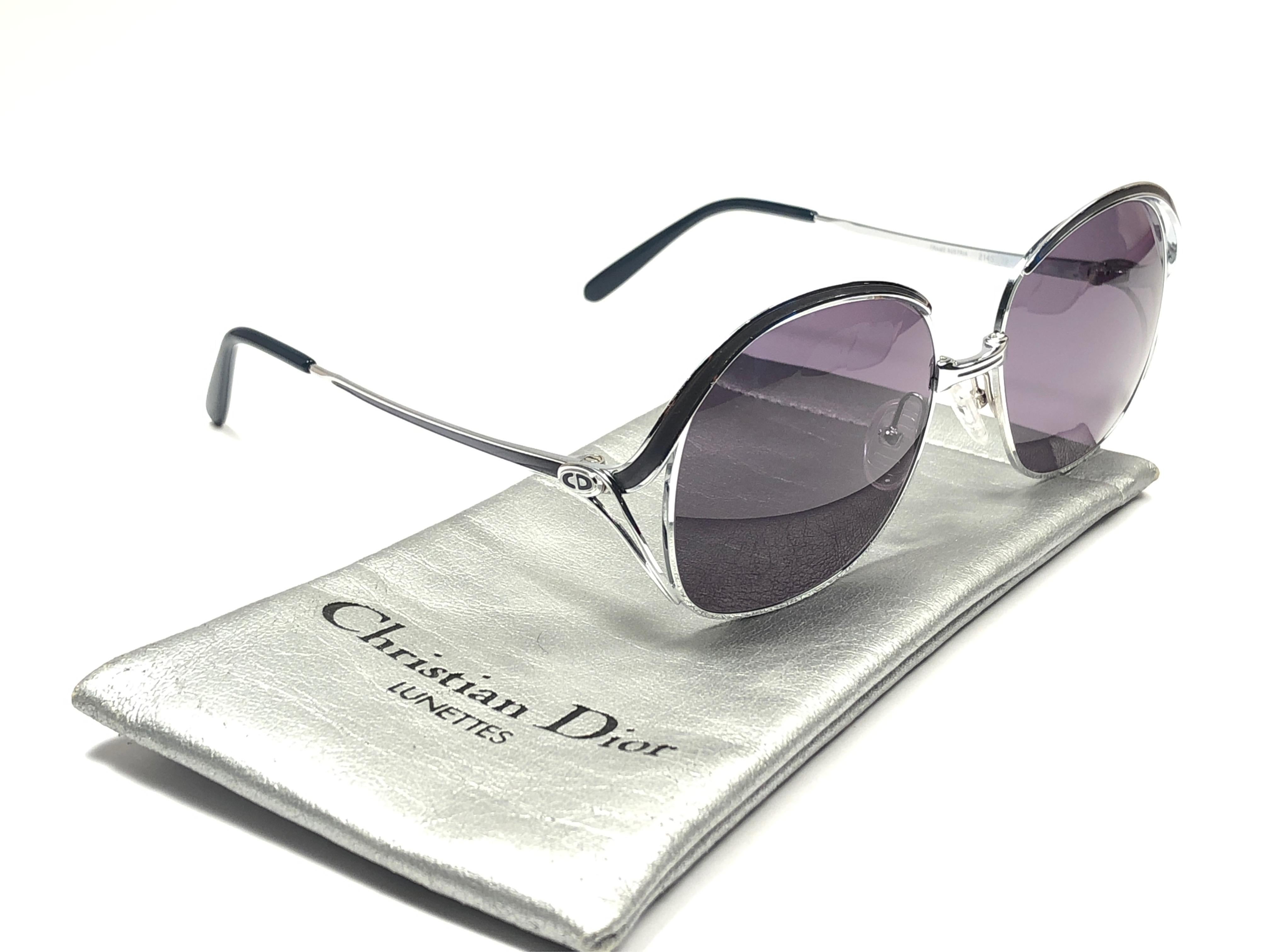 New Vintage Christian Dior 2145 Anthracite Silver Grey Sunglasses 1970's Austria For Sale 2