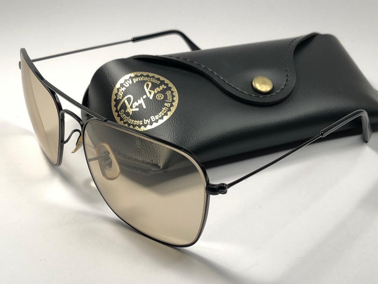 Ray Ban Vintage Caravan Black Brown Changeable Lenses B&L Sunglasses
