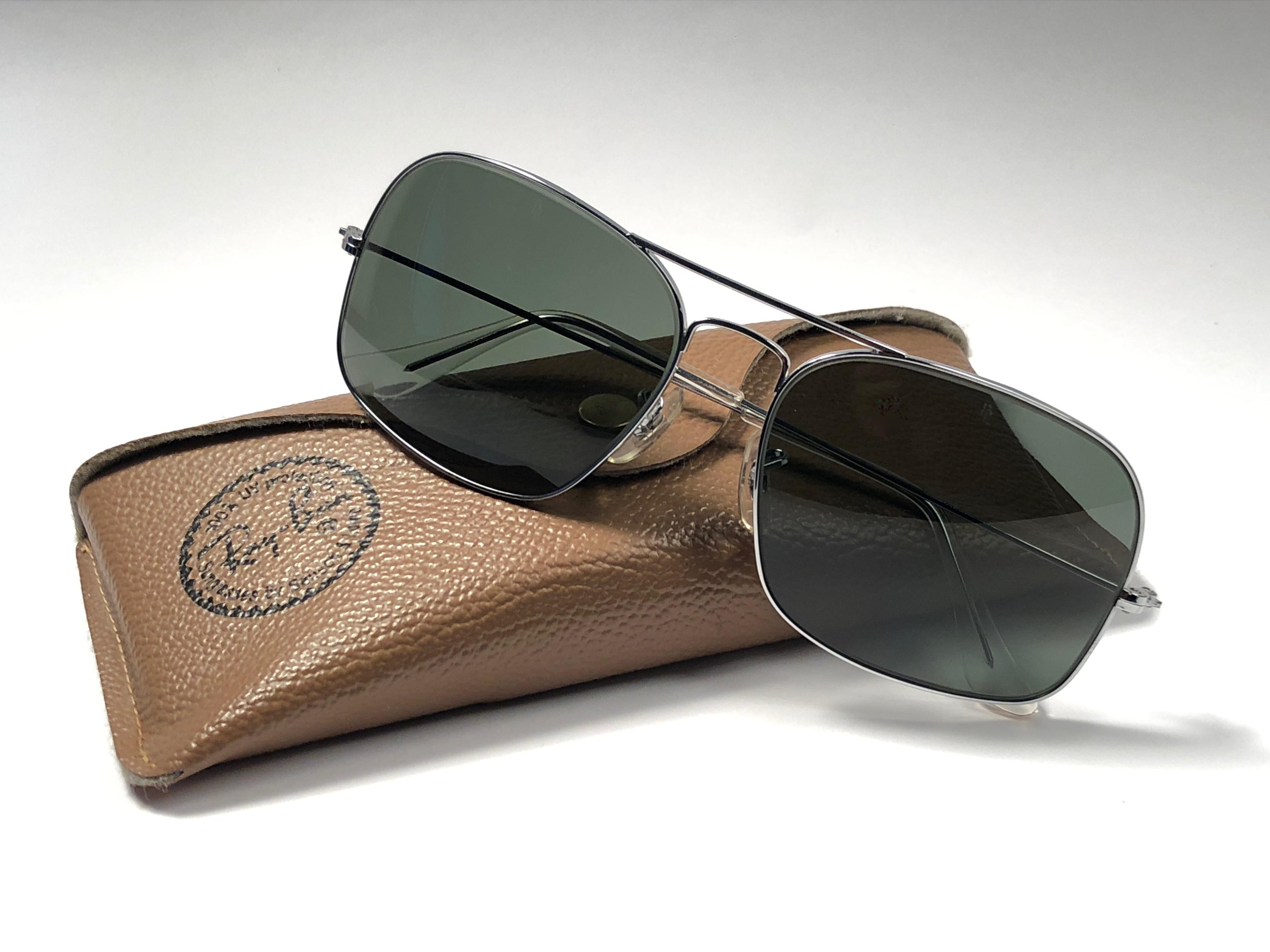Vintage Ray Ban Avalar Silbergraue G15-Lenses B&L-Sonnenbrille, 1970er für Damen oder Herren im Angebot
