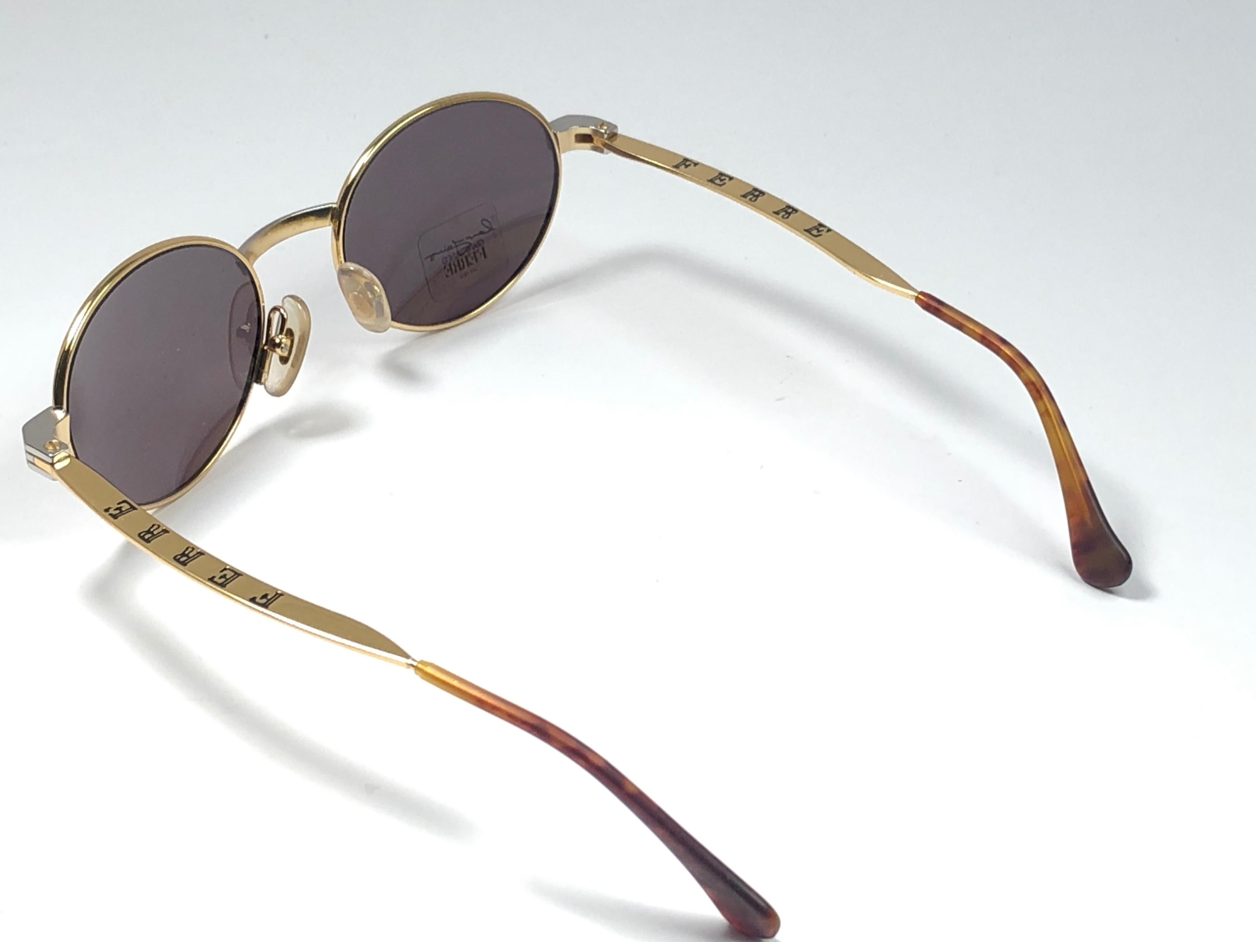 New Vintage Gianfranco Ferré 264 Oval Gold / Silver 1990  Italy Sunglasses In New Condition In Baleares, Baleares
