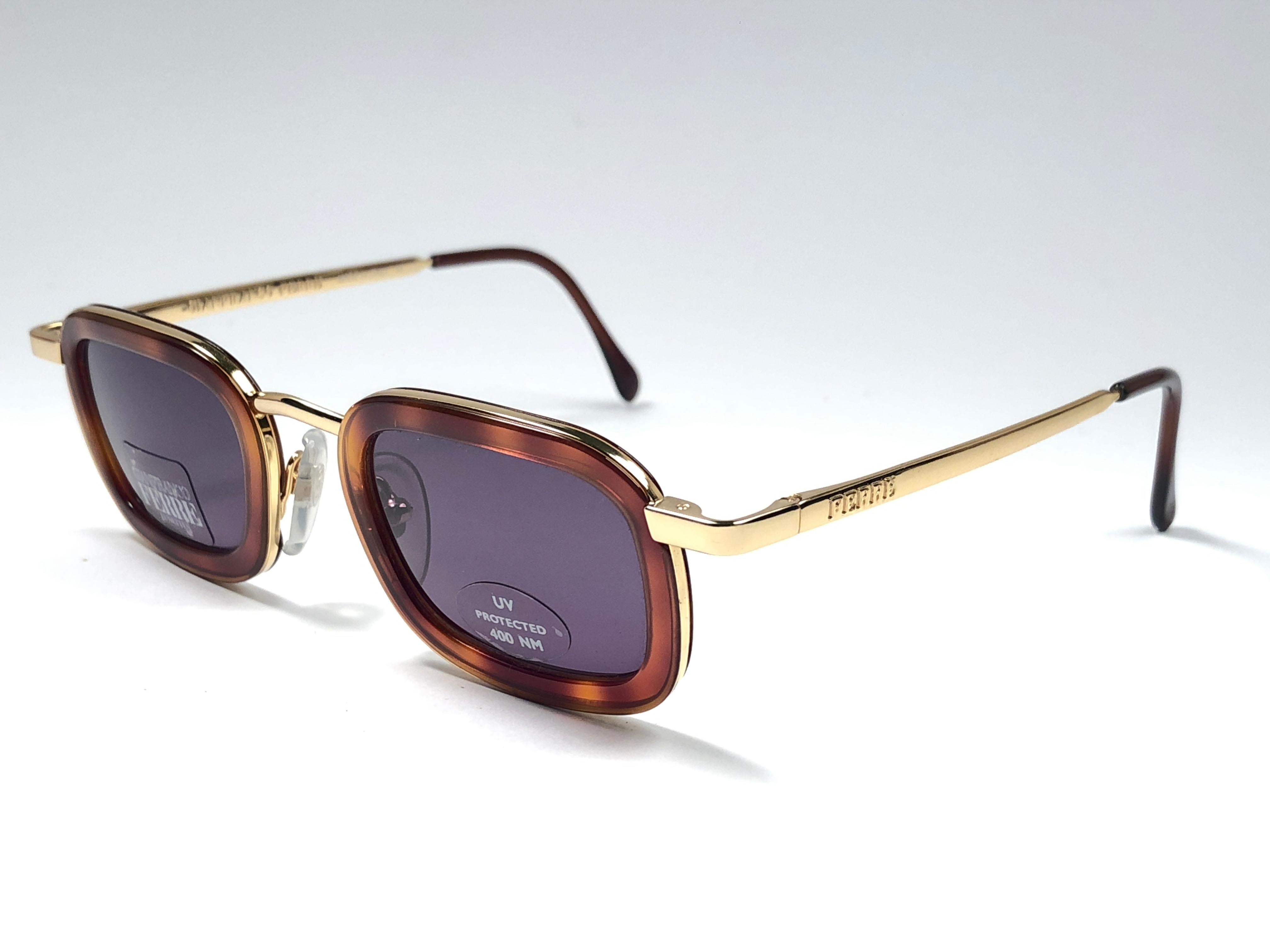 New Vintage Gianfranco Ferré 211 Oval Gold / Tortoise 1990  Italy Sunglasses In New Condition In Baleares, Baleares