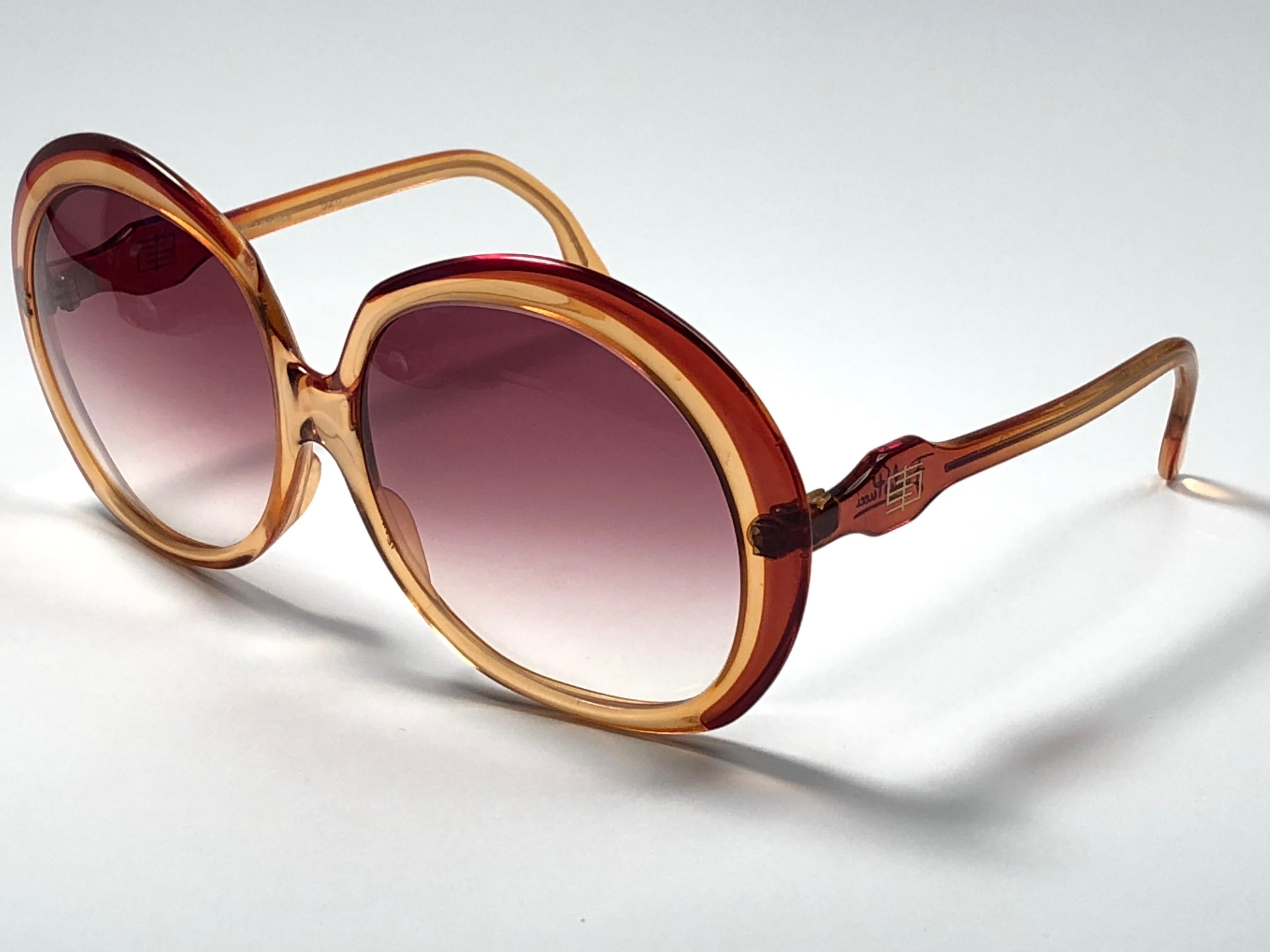 Vintage Emilio Pucci Amber Translucent Oversized  Sunglasses France In New Condition In Baleares, Baleares