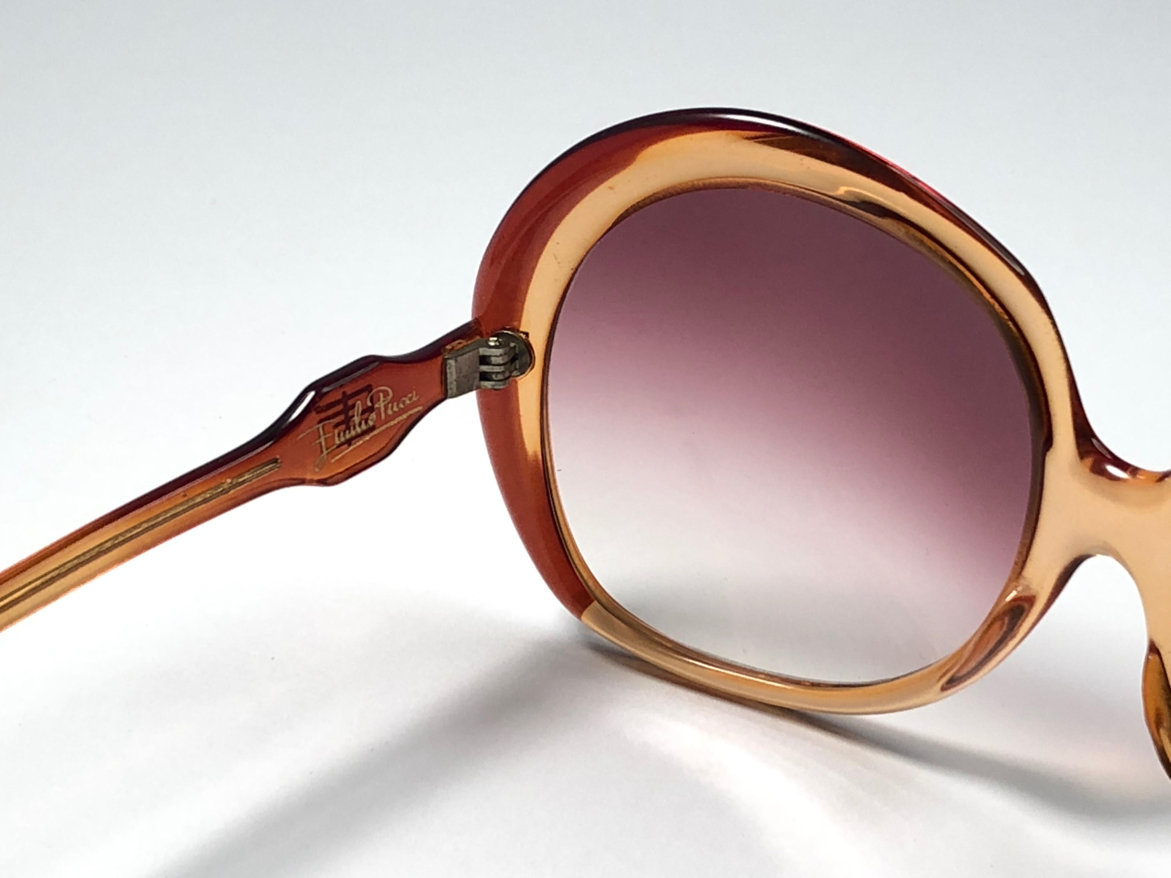 Vintage Emilio Pucci Amber Translucent Oversized  Sunglasses France 1
