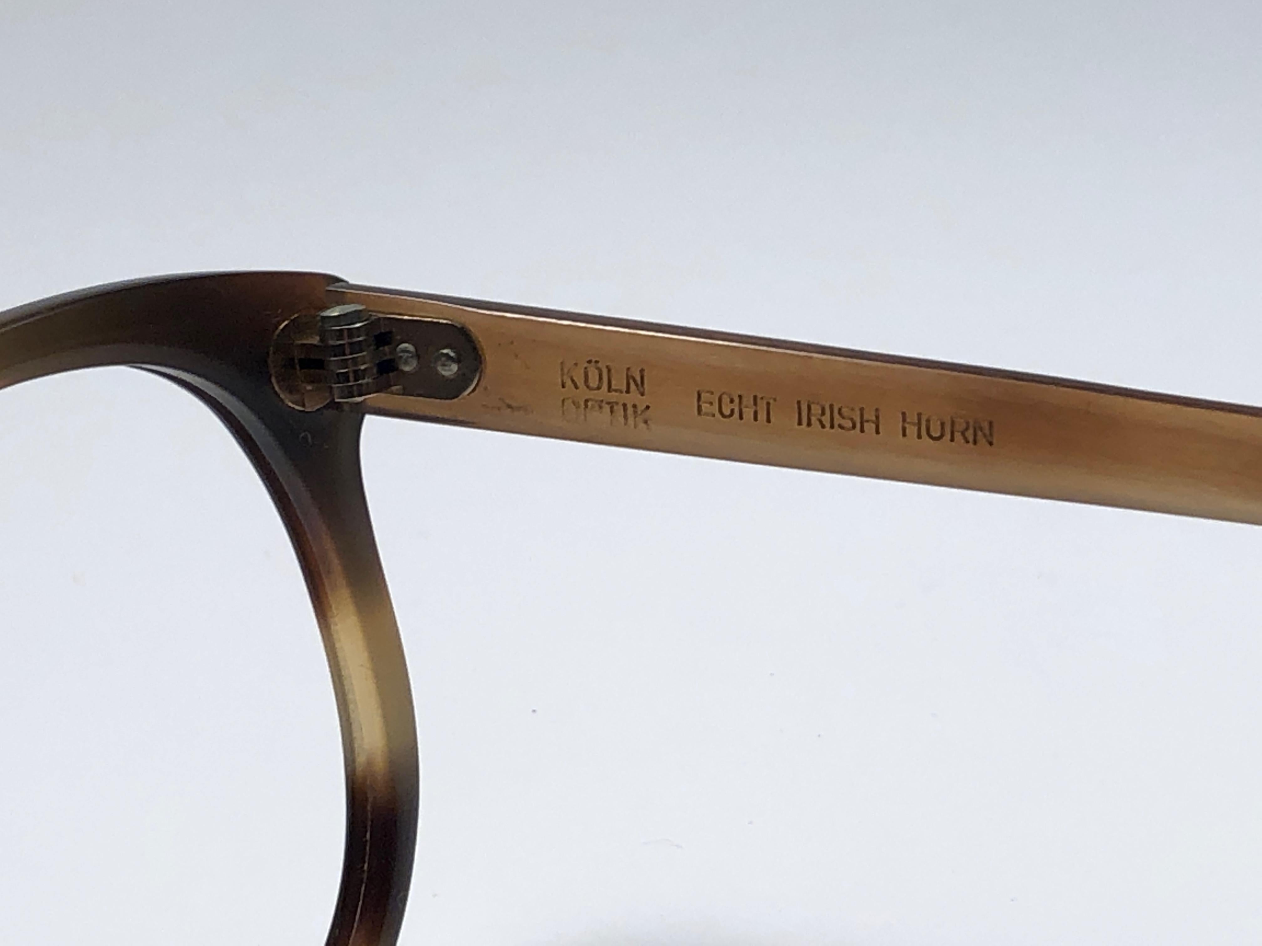 Gray Vintage Köln Optik Genuine Irish Horn Frame RX Reading Koln Glasses For Sale
