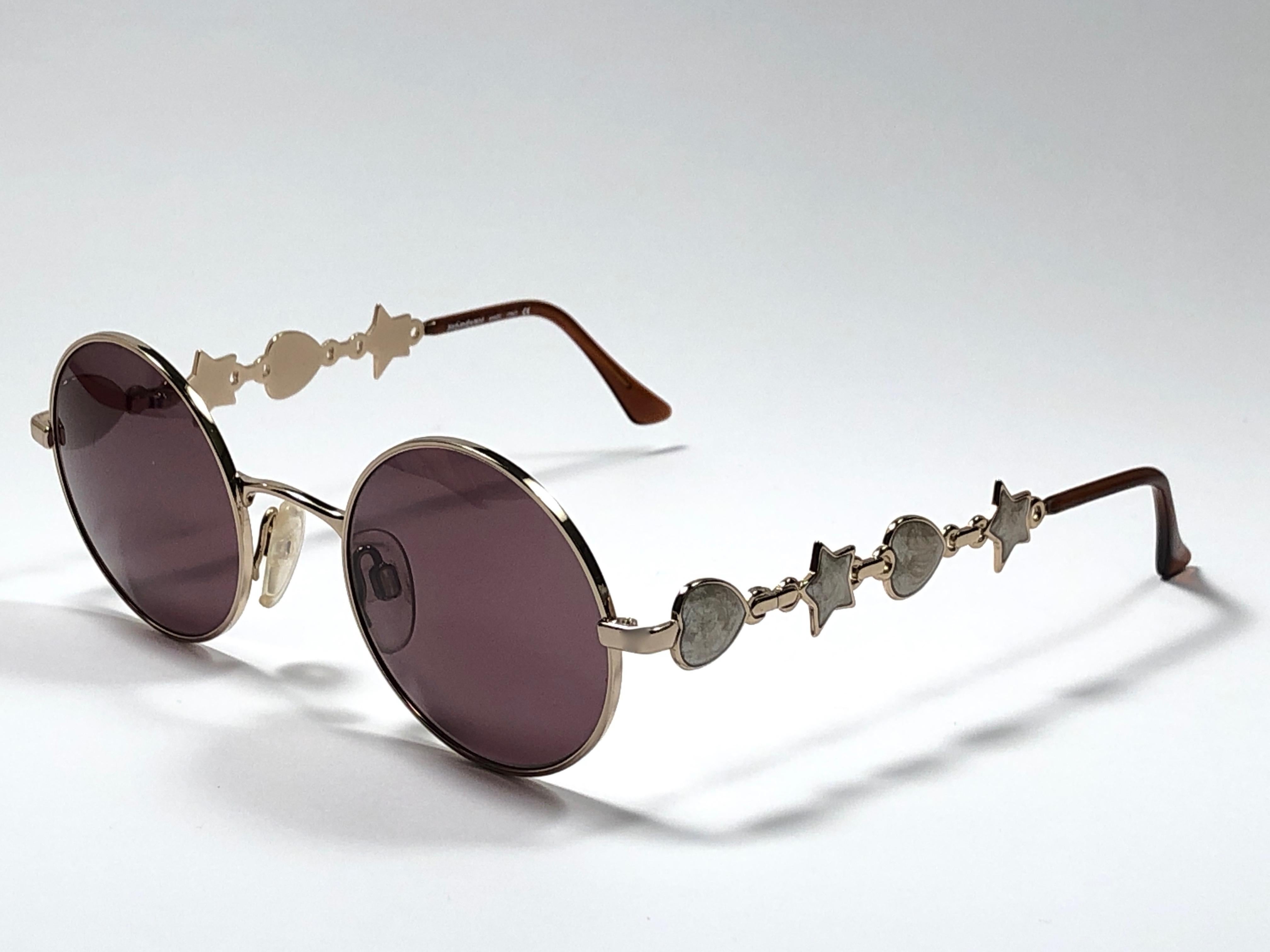 Vintage Yves Saint Laurent 6024 Round Gold 1980's Paris Sunglasses In New Condition In Baleares, Baleares