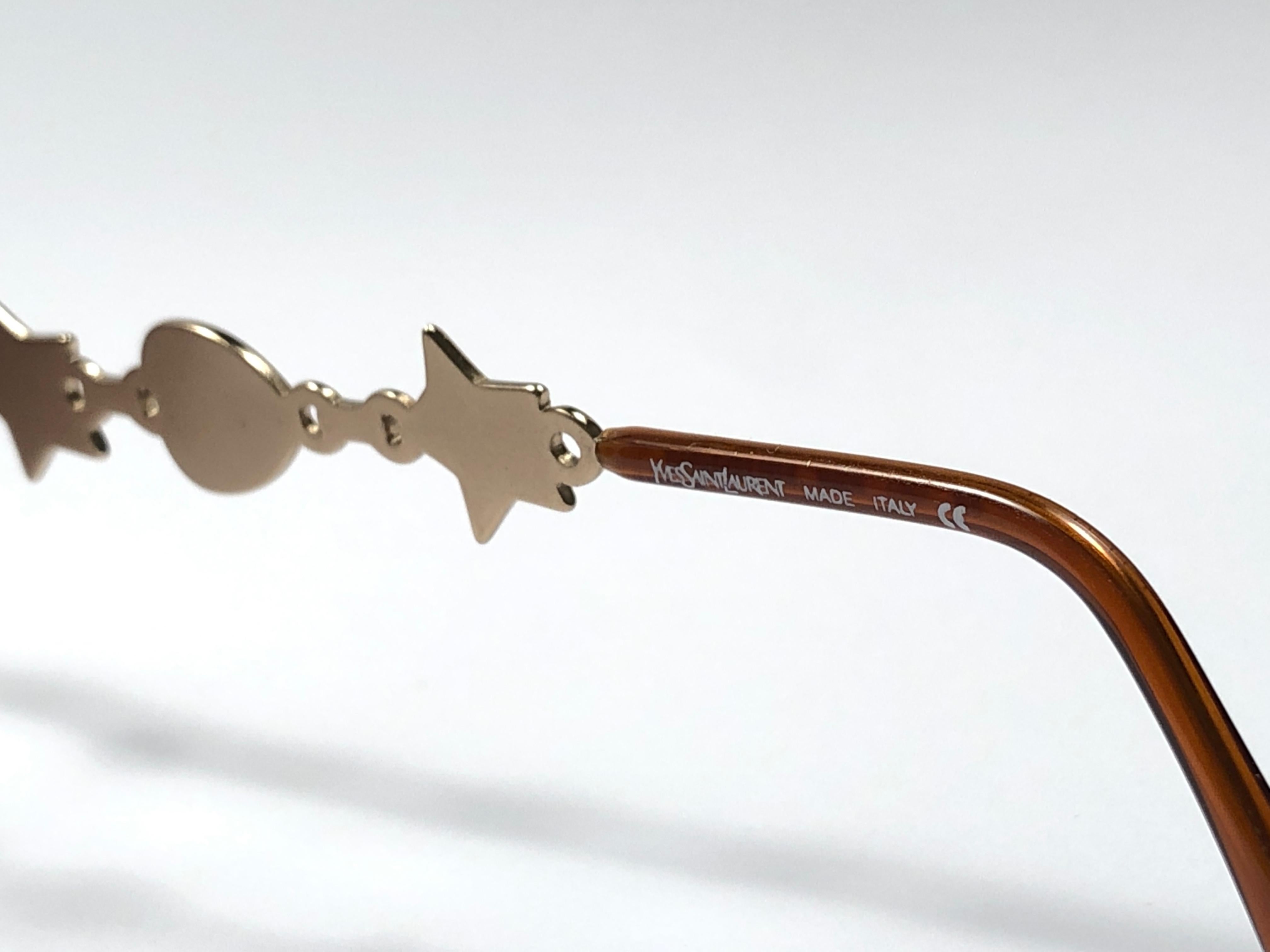 Vintage Yves Saint Laurent 6024 Round Gold 1980's Paris Sunglasses 2