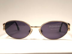 Vintage Yves Saint Laurent 6078 Oval Gold 1980's Paris Sunglasses